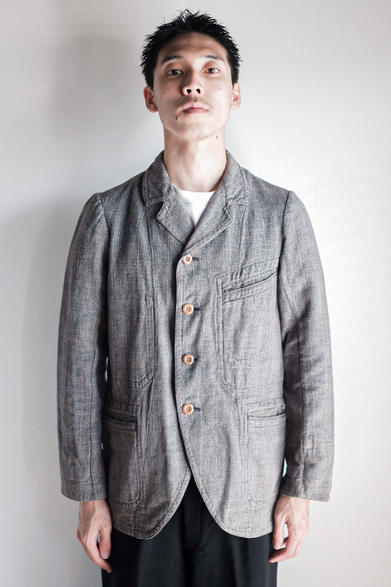 【~30's】French Vintage Cotton Checked Sack Jacket