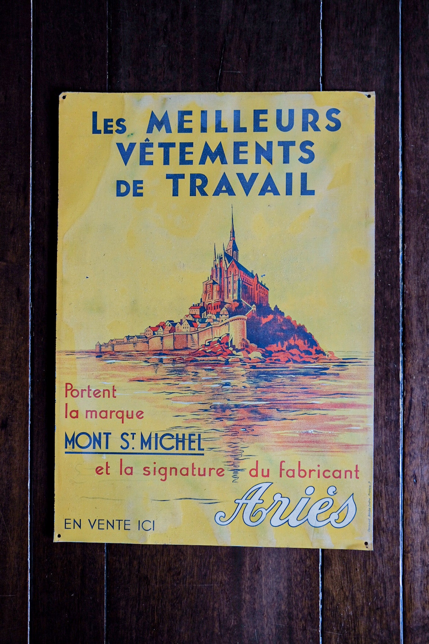 【~50's】French Vintage Advertising Painted Plate "Le Mont St Michel"