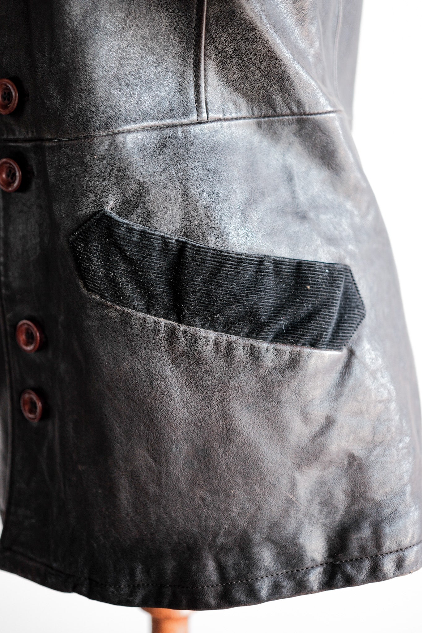 【~90's】Old EMPORIO ARMANI Stand Collar Leather Jacket Size.48