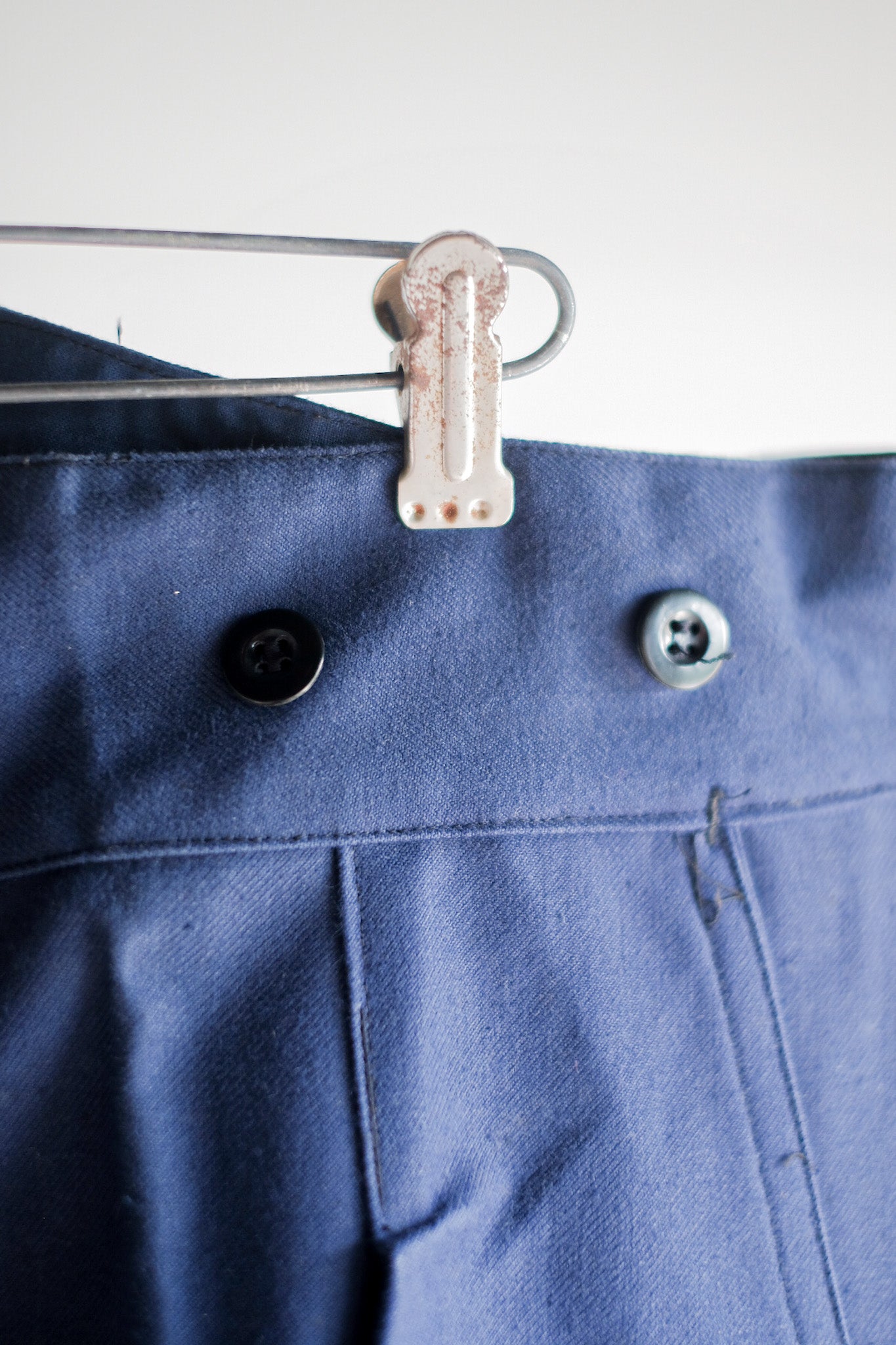 【~40's】French Vintage Blue Cotton Twill Work Pants "Dead Stock"