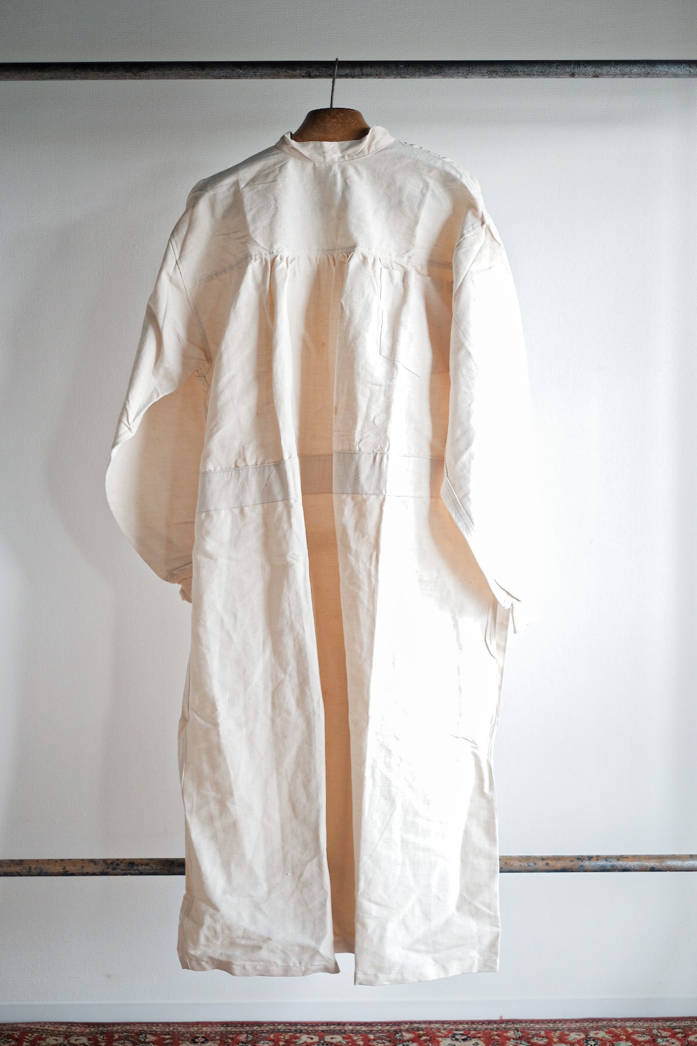 【~50's】French Army Surgeon Linen Coat Hospital Military "Dead Stock"