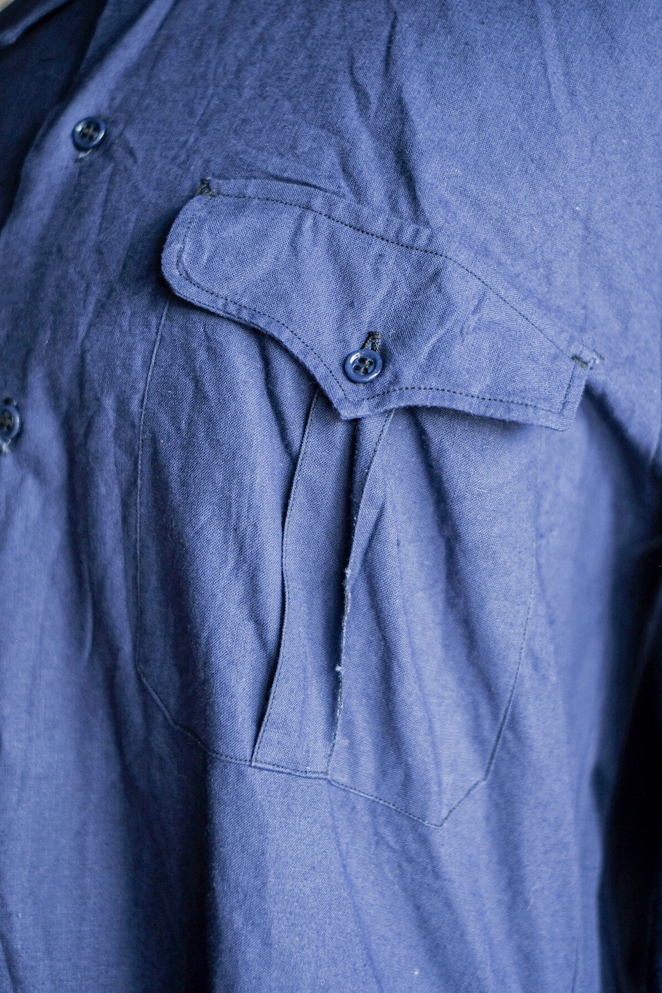 【~50's】French Air Force Indigo Metis Shirt "Dead Stock"