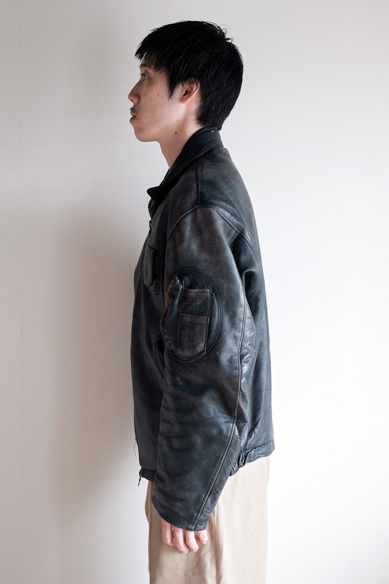 【~80's】French Air Force Pilot Leather Jacket