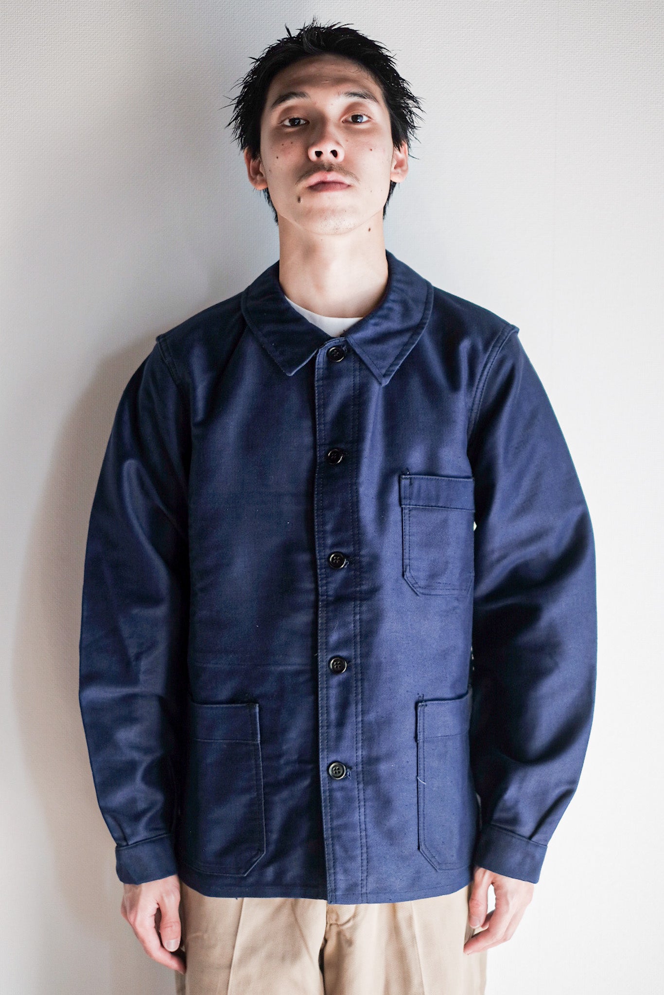 【~40's】French Vintage Blue Moleskin Work Jacket "Dead Stock"