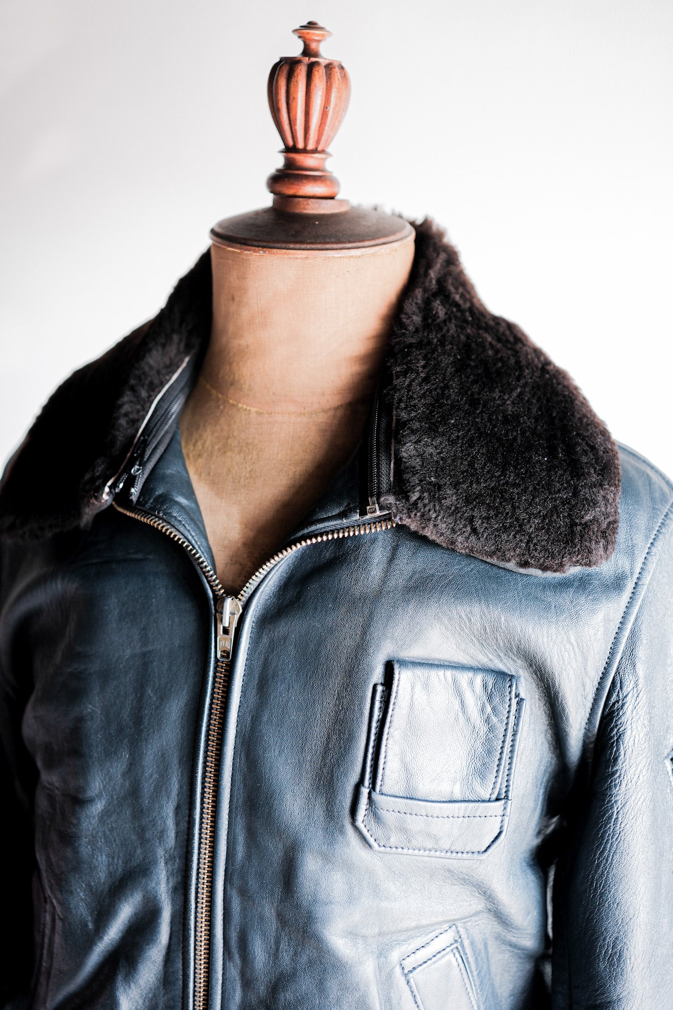 【~70's】French Air Force Pilot Leather Jacket Size.44