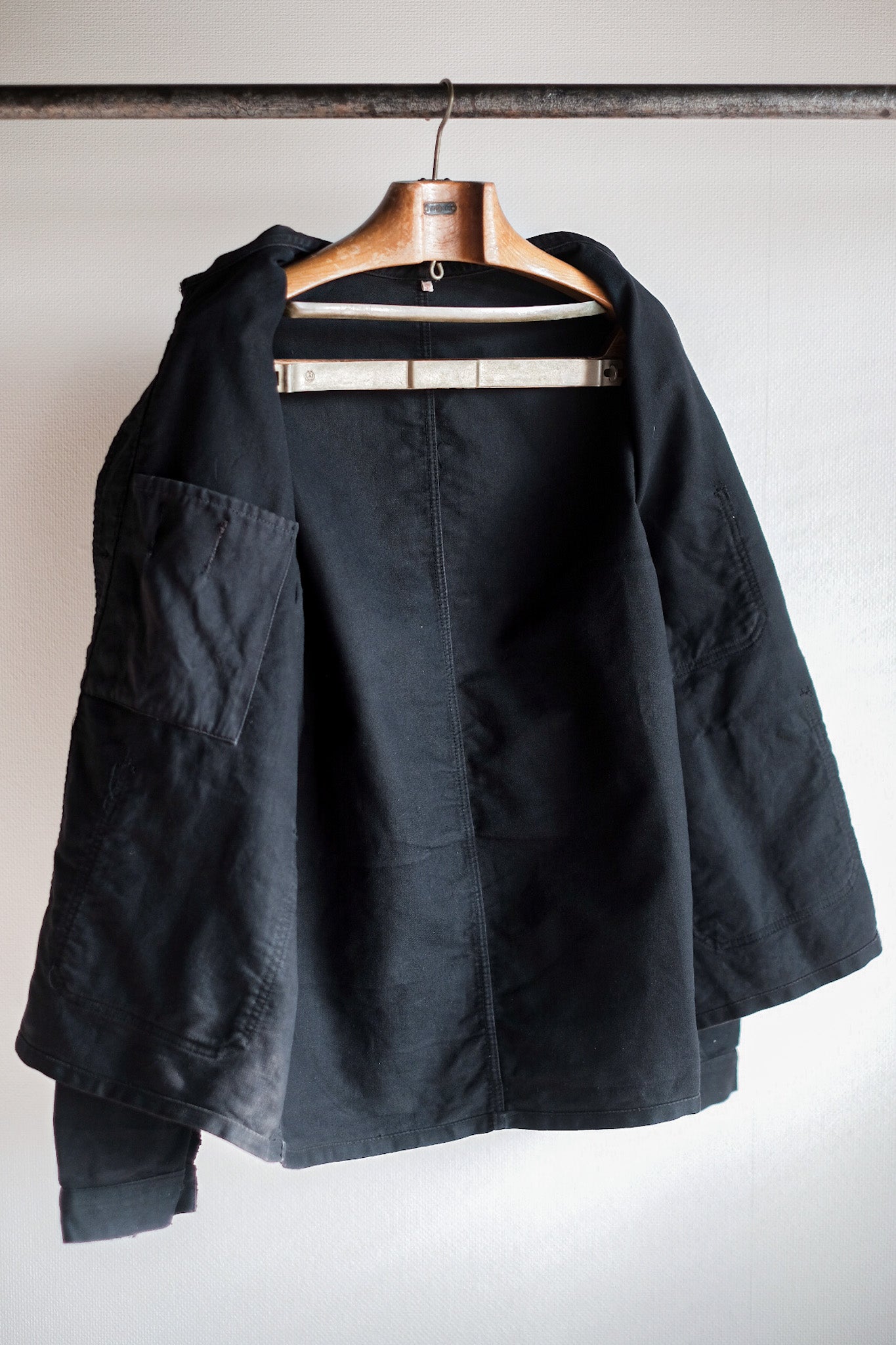 【~60's】French Vintage Black Moleskin Work Jacket