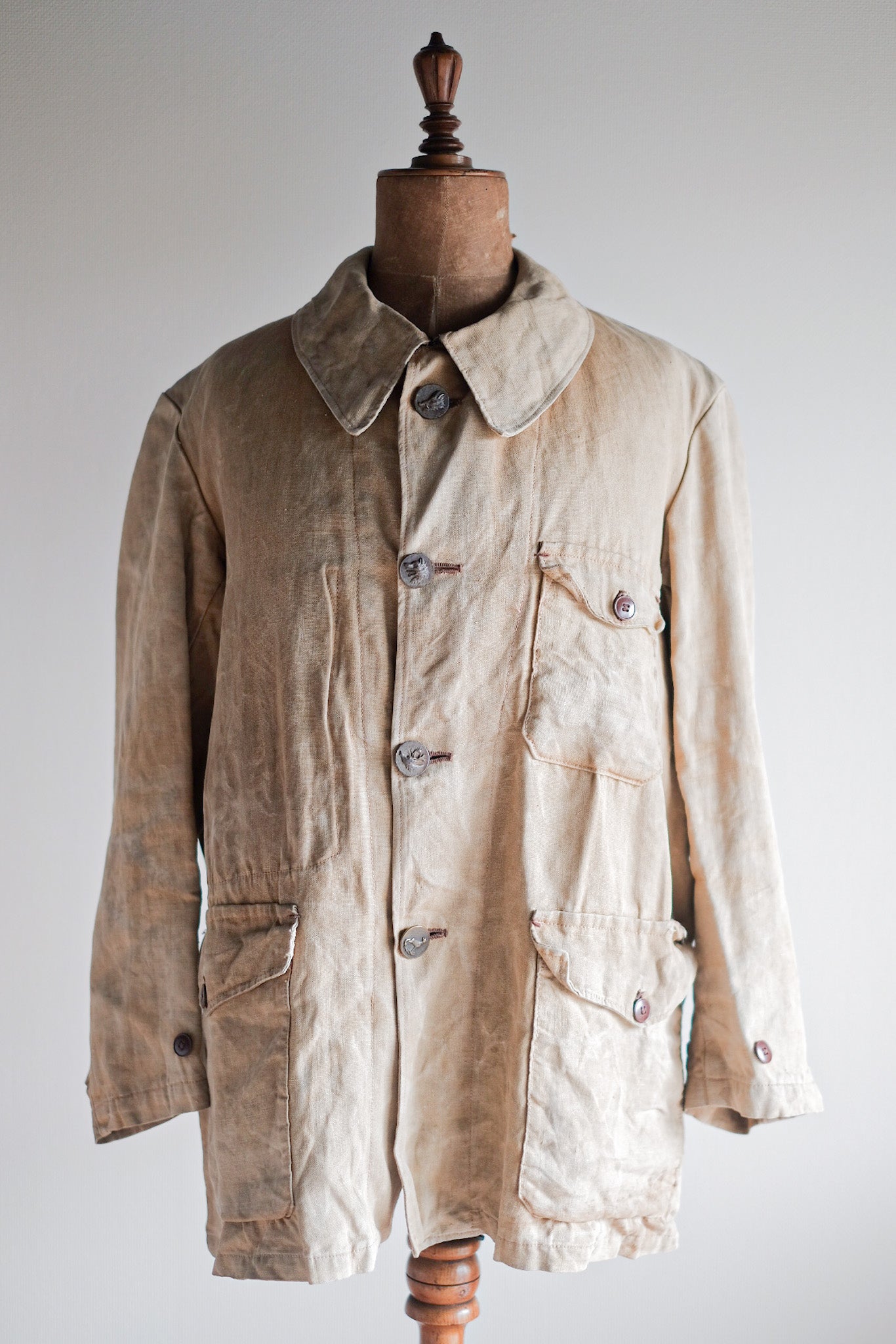【~30's】French Vintage Linen Hunting Jacket