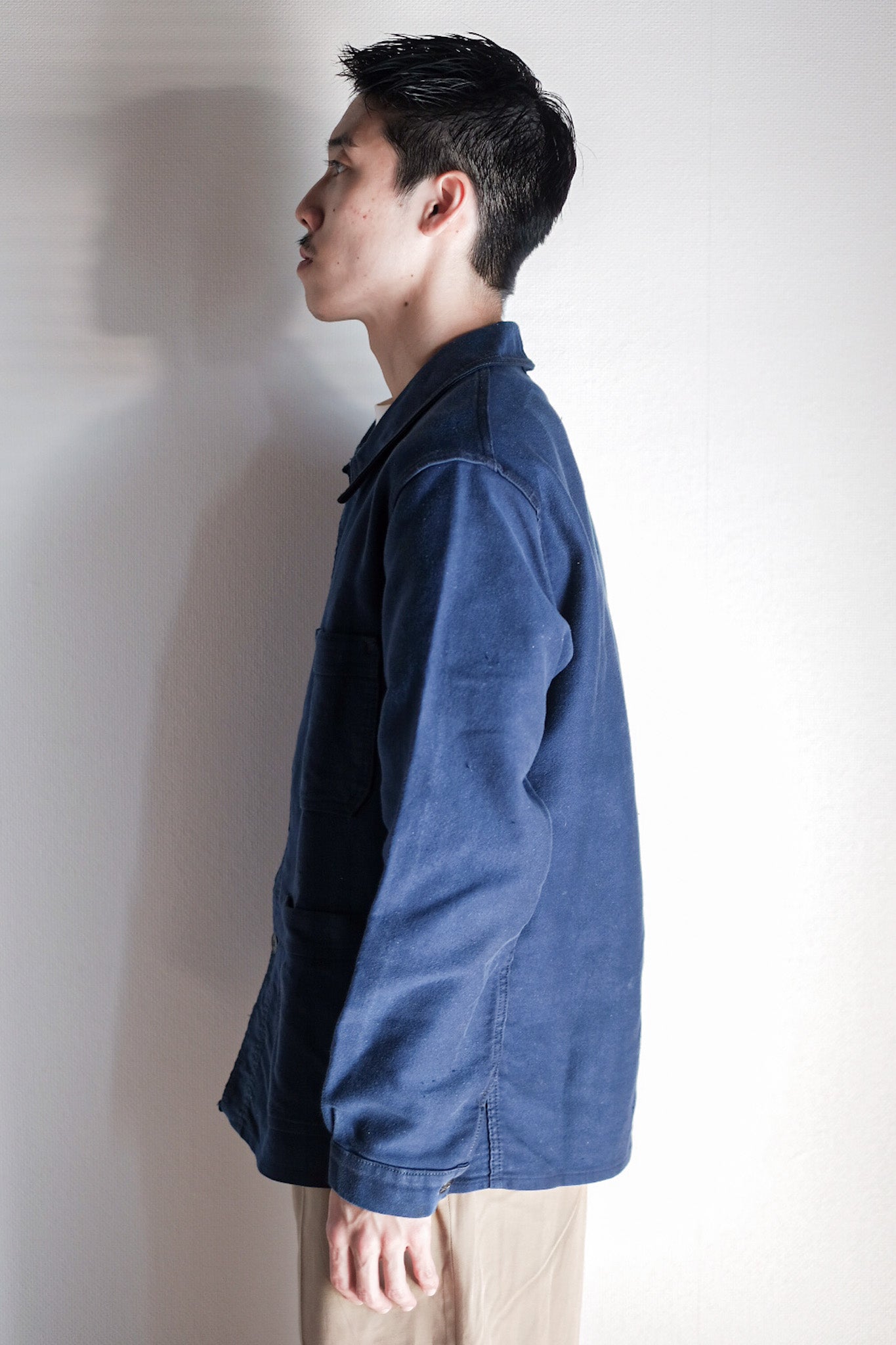 【~50's】French Vintage Blue Moleskin Work Jacket