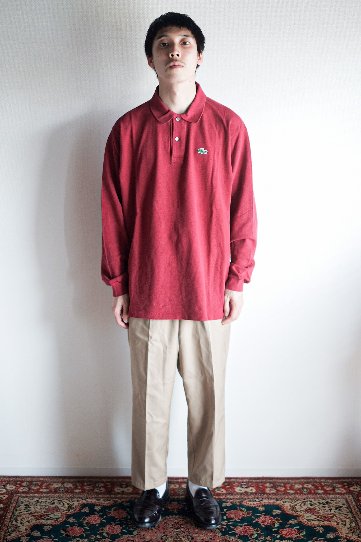 【~80's】CHEMISE LACOSTE L/S Polo Shirt Size.6 "Burgundy"
