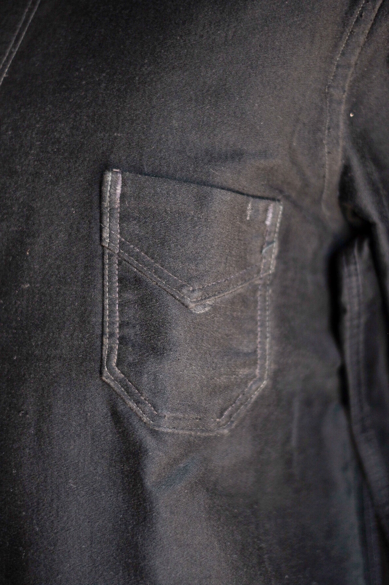 【~30's】French Vintage Black Moleskin Work Jacket