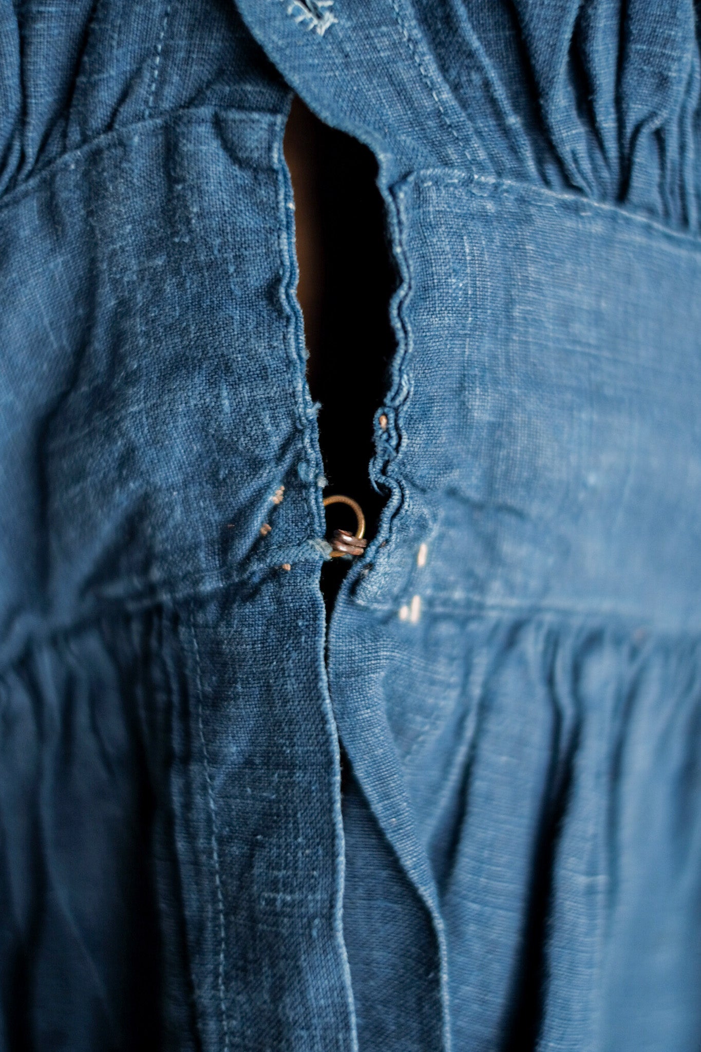 【Late 19th C】French Antique Indigo Linen Fireman Bourgeron Jacket