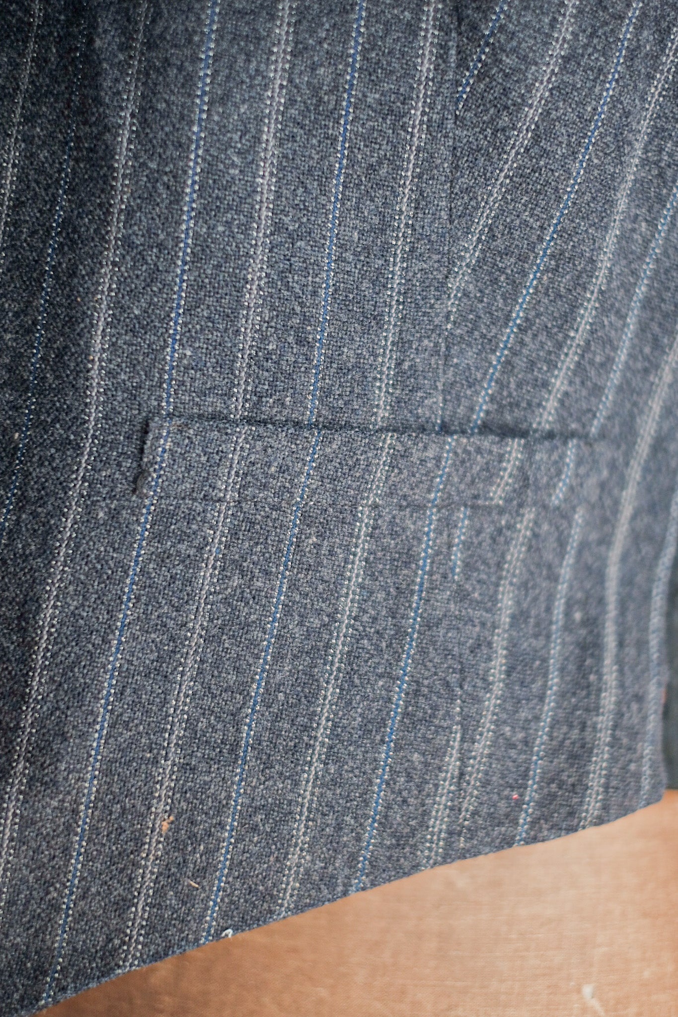 【~40's】French Vintage Gray Wool Striped Work Gilet