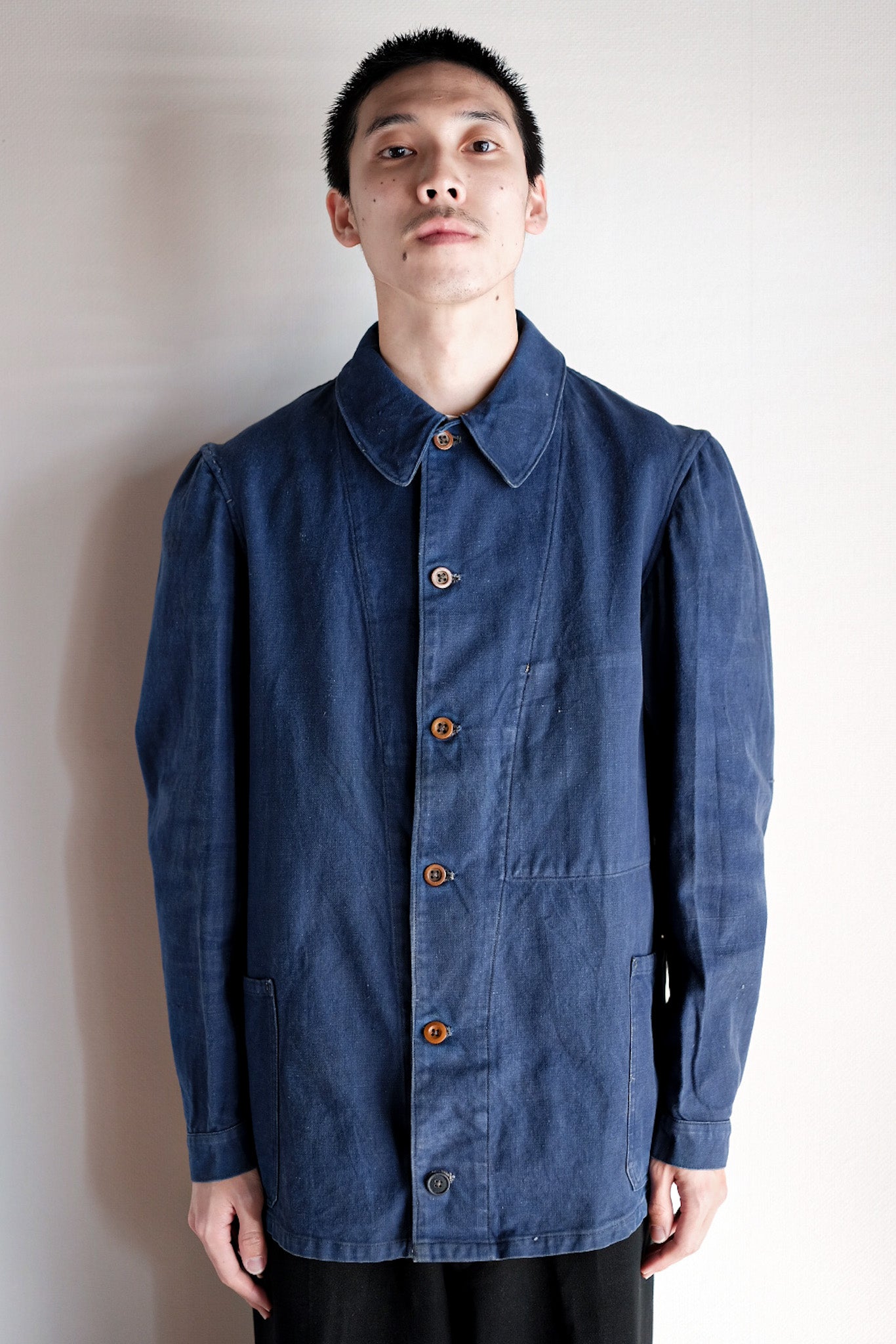 【~40's】French Navy Indigo Cotton Twill Chore Jacket
