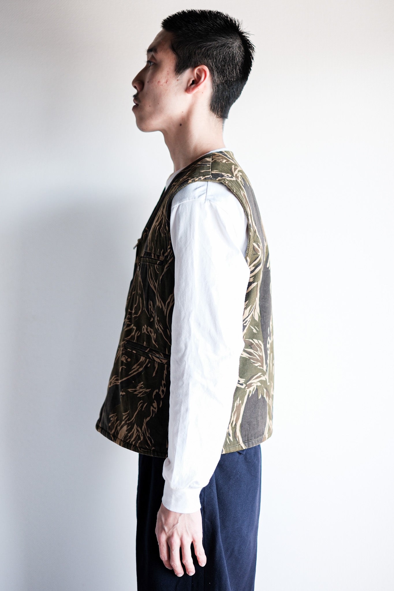 【~70's】American Vintage Tiger Stripe Camouflage Reversible Vest