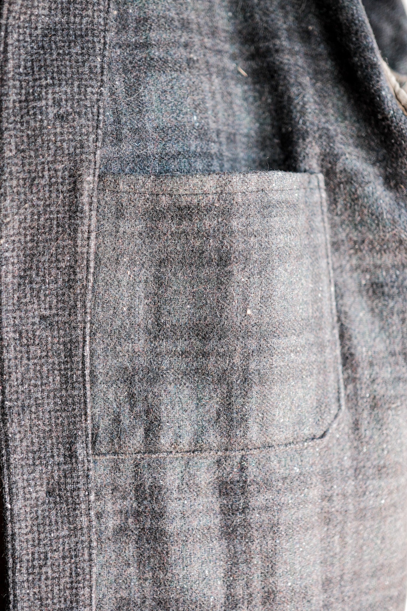 【~50's】French Vintage Gray Wool Checked Work Jacket