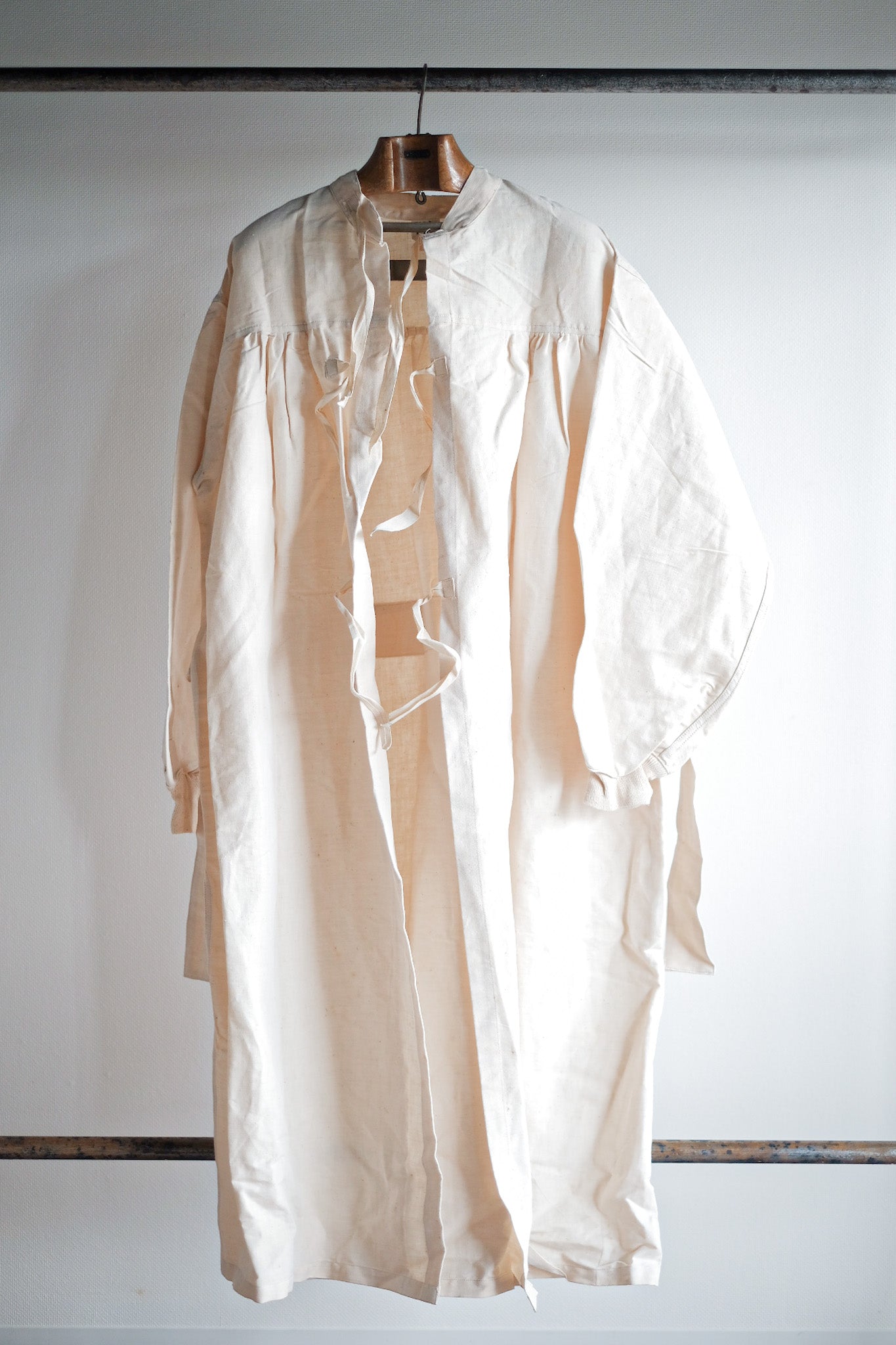【~50's】French Army Surgeon Linen Coat Hospital Military "Dead Stock"