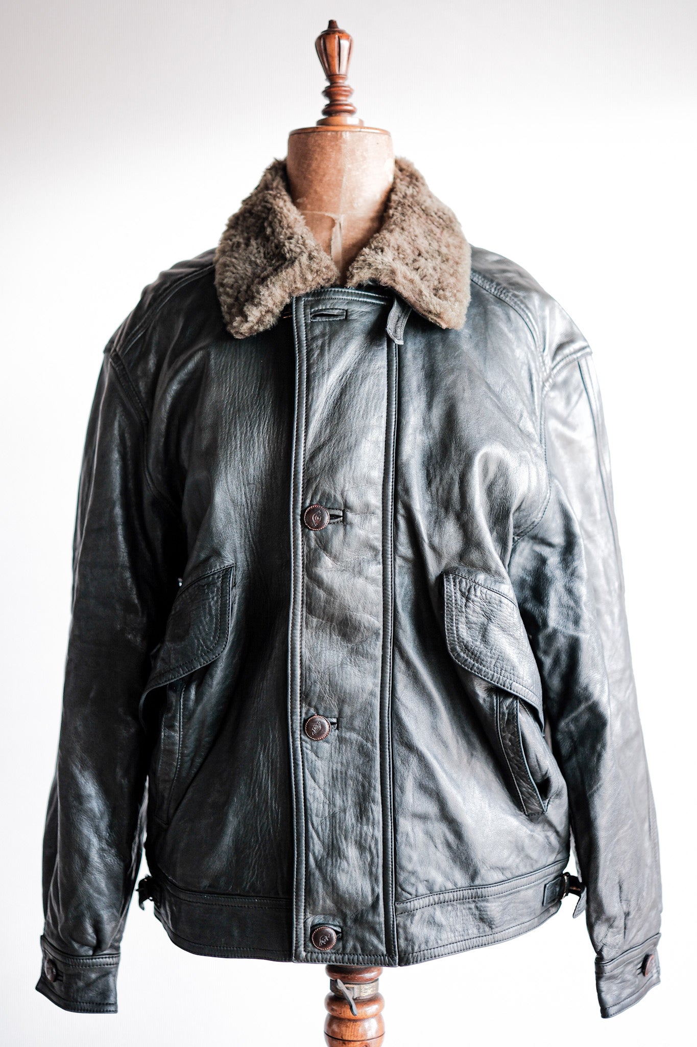 【~80's】Old Gucci Leather Bomber Jacket Size.52