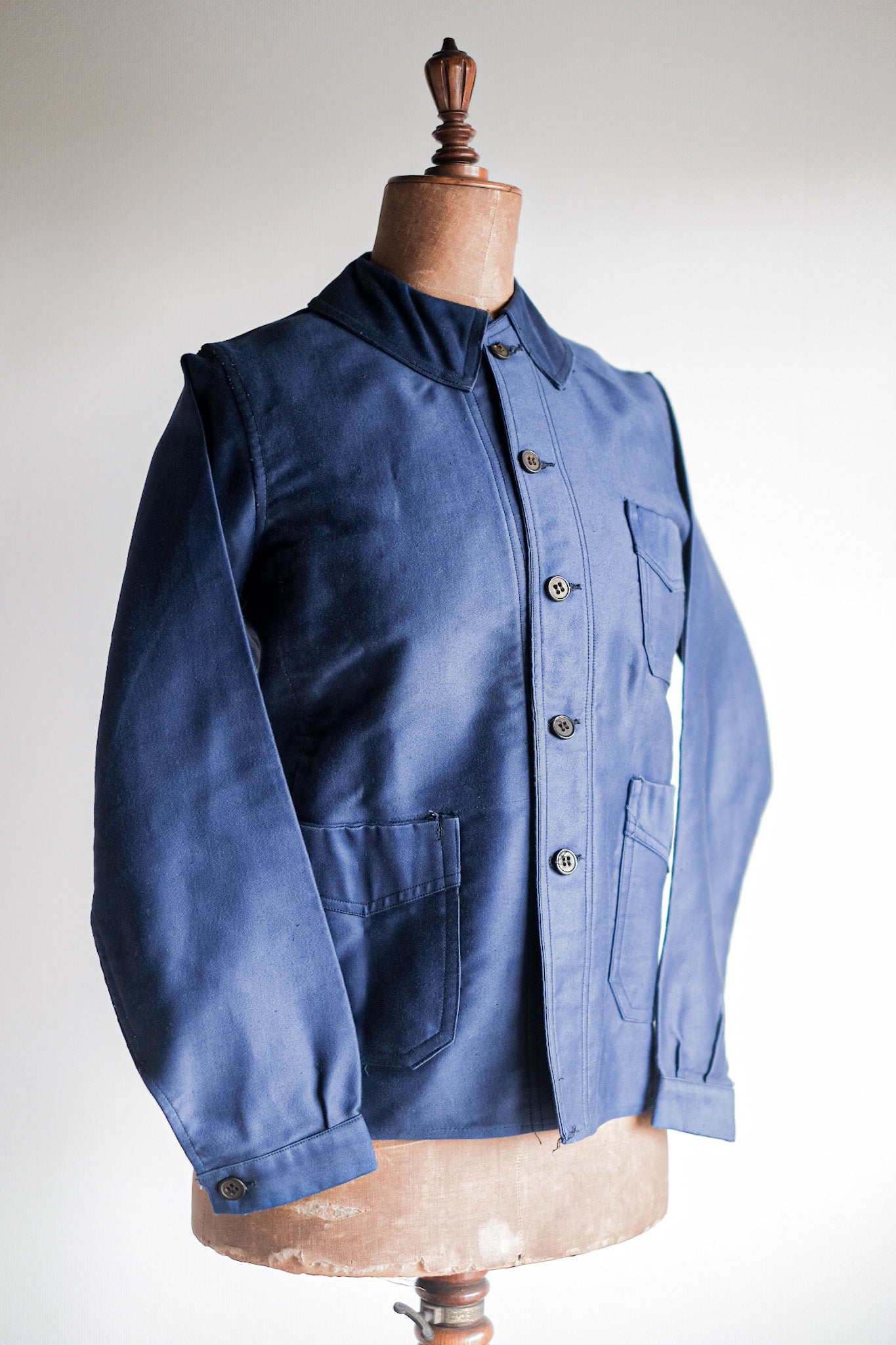 【~40's】French Vintage Blue Moleskin Work Jacket "Dead Stock"