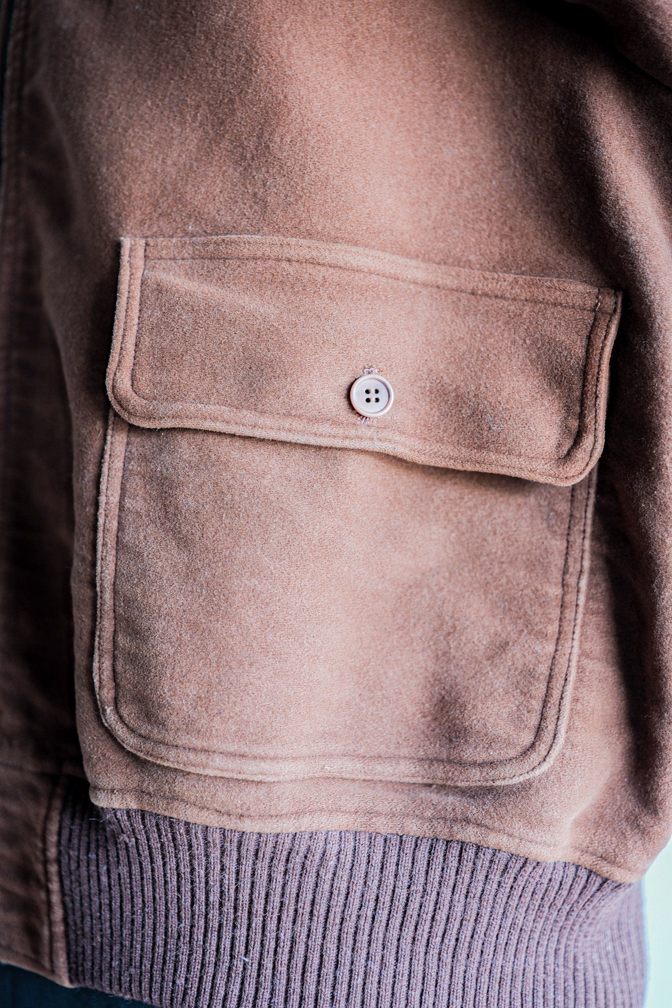 【~40’s】French Vintage Brown Moleskin Cyclist Jacket