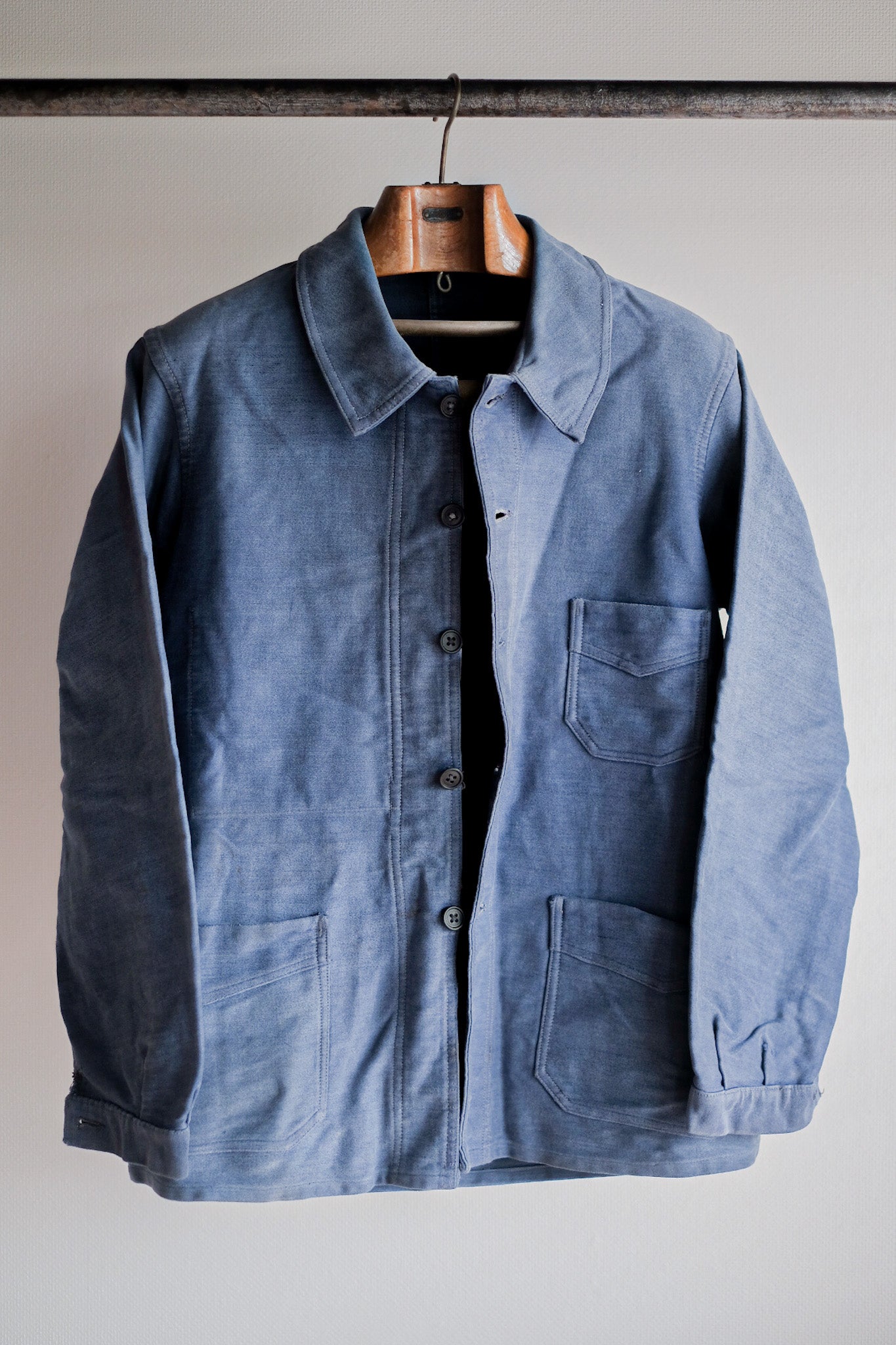 【~40's】French Vintage Blue Moleskin Work Jacket