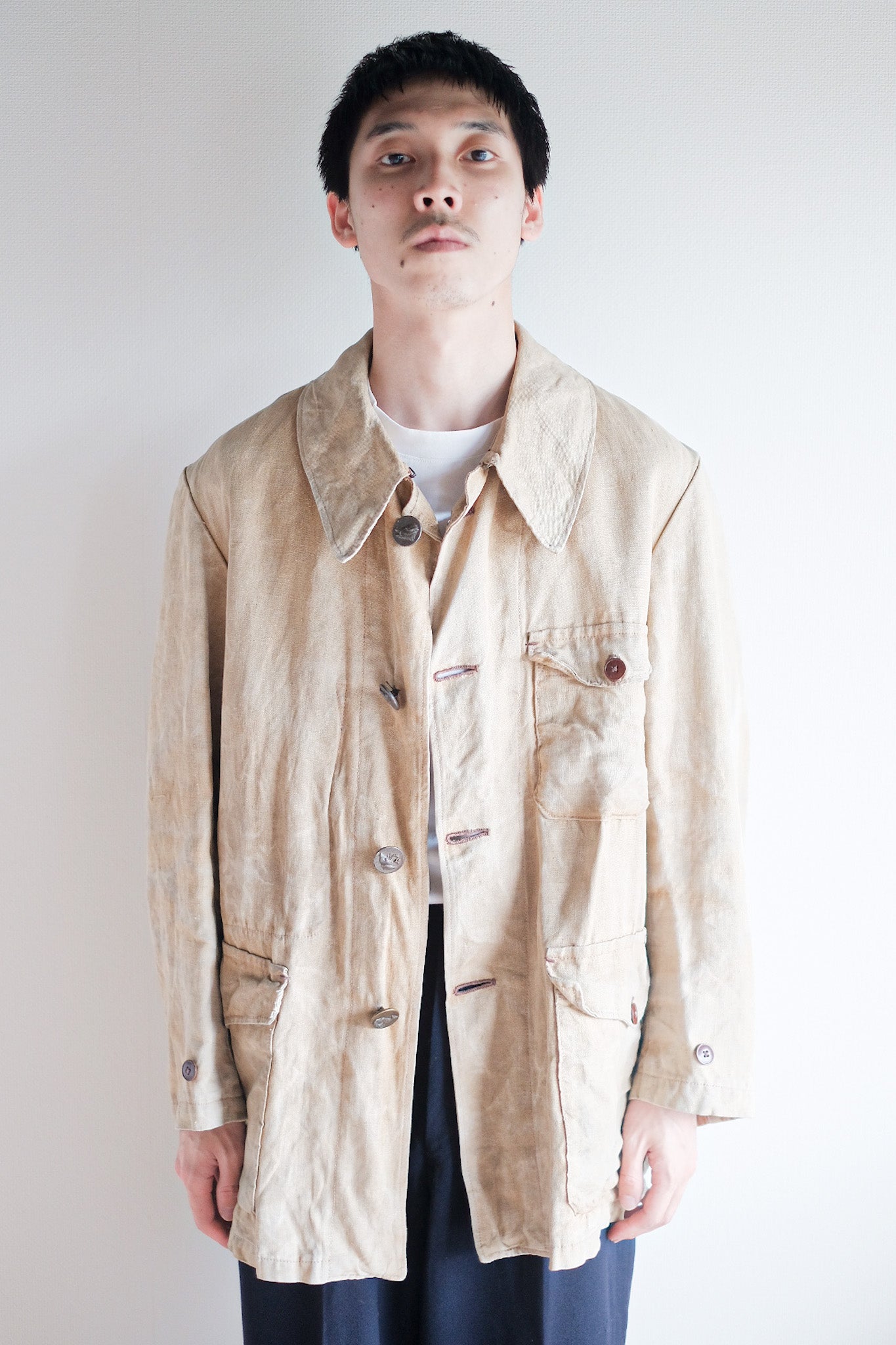 【~30's】French Vintage Linen Hunting Jacket