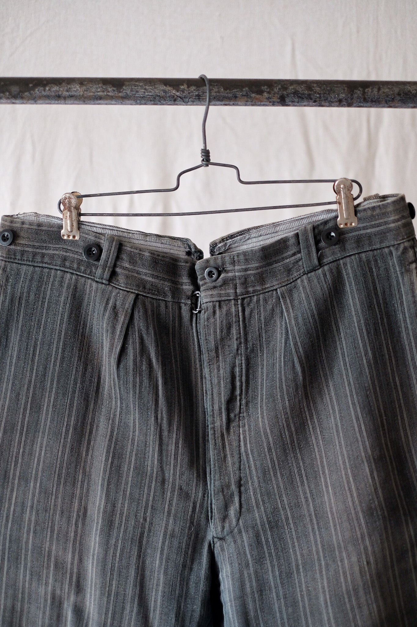 【~40's】French Vintage Cotton Striped Work Shorts