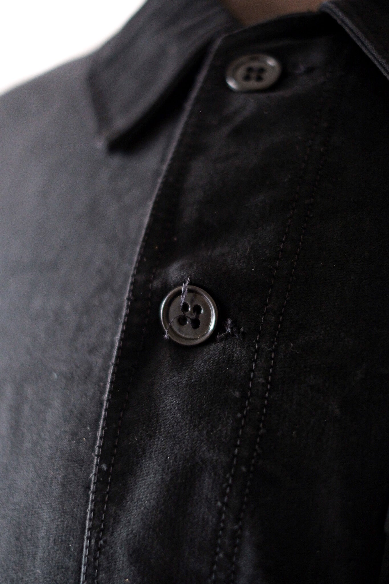 【~40's】French Vintage "Le Mont St. Michel" Black Moleskin Work Jacket