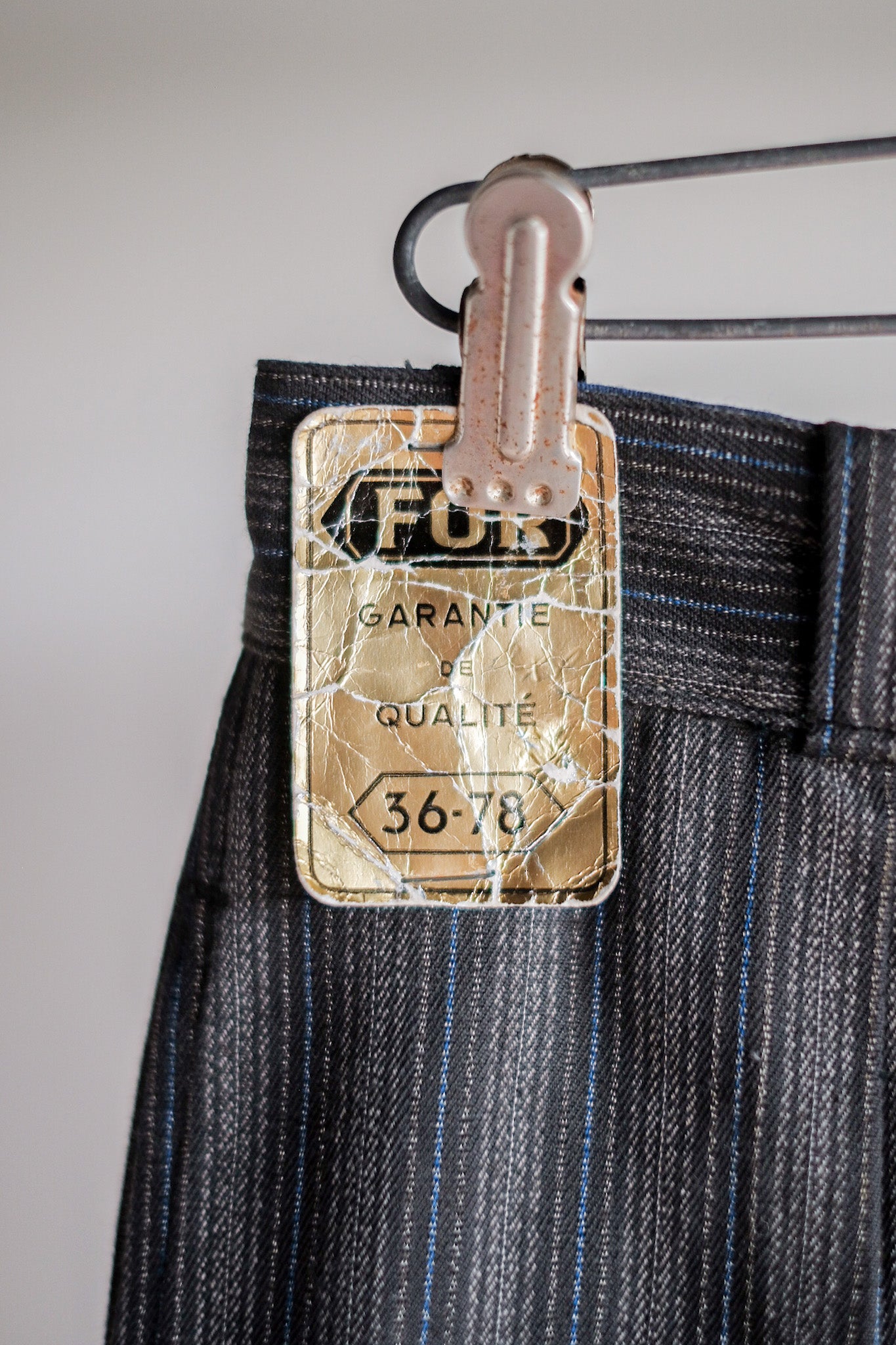 【~40's】French Vintage Cotton Striped Work Pants "Dead Stock"