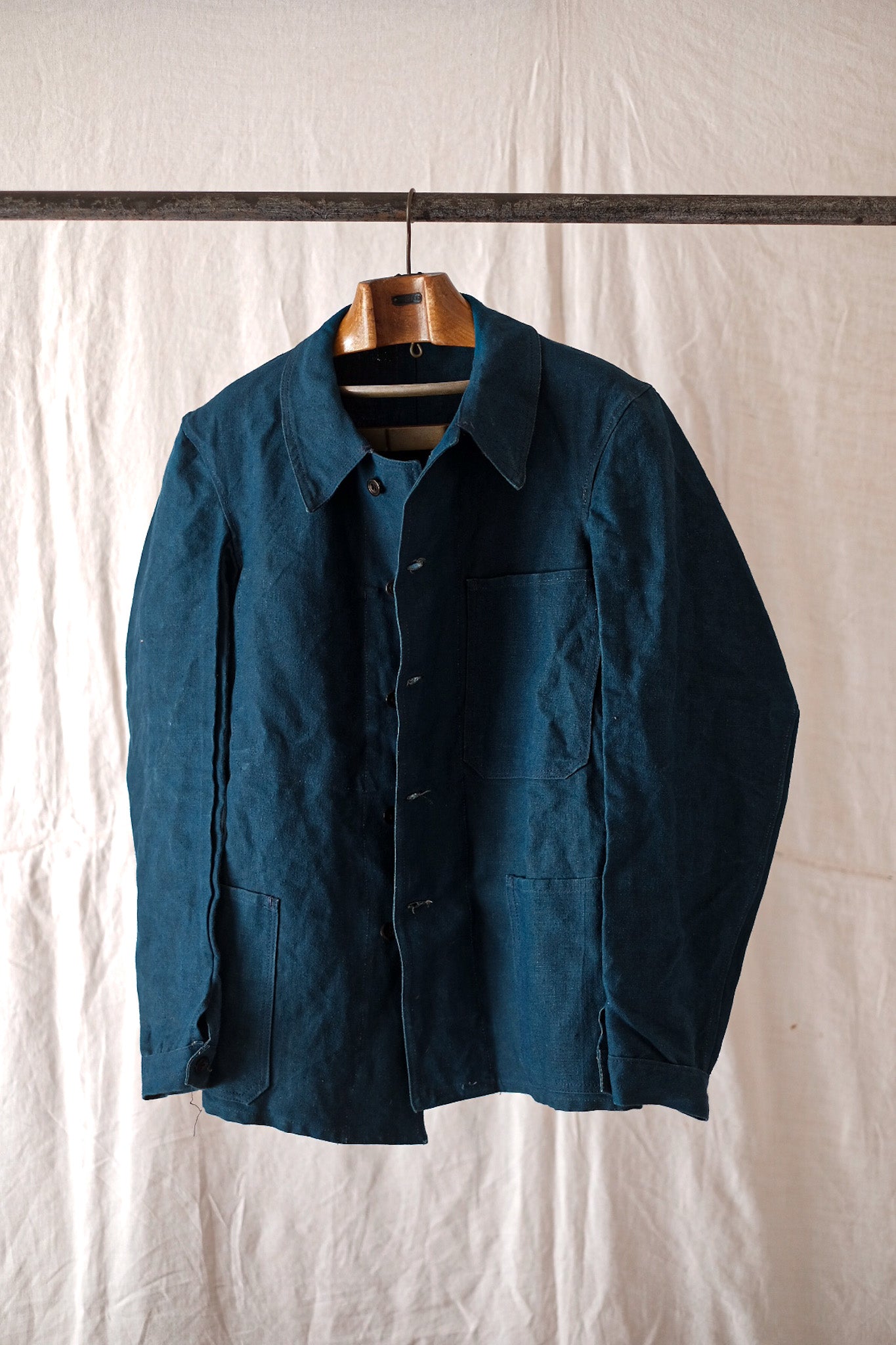 【~30's】French Vintage Indigo Linen Work Jacket