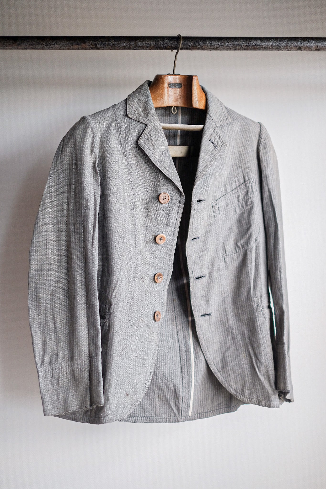 【~10's】French Antique Chambray Striped Sack Jacket