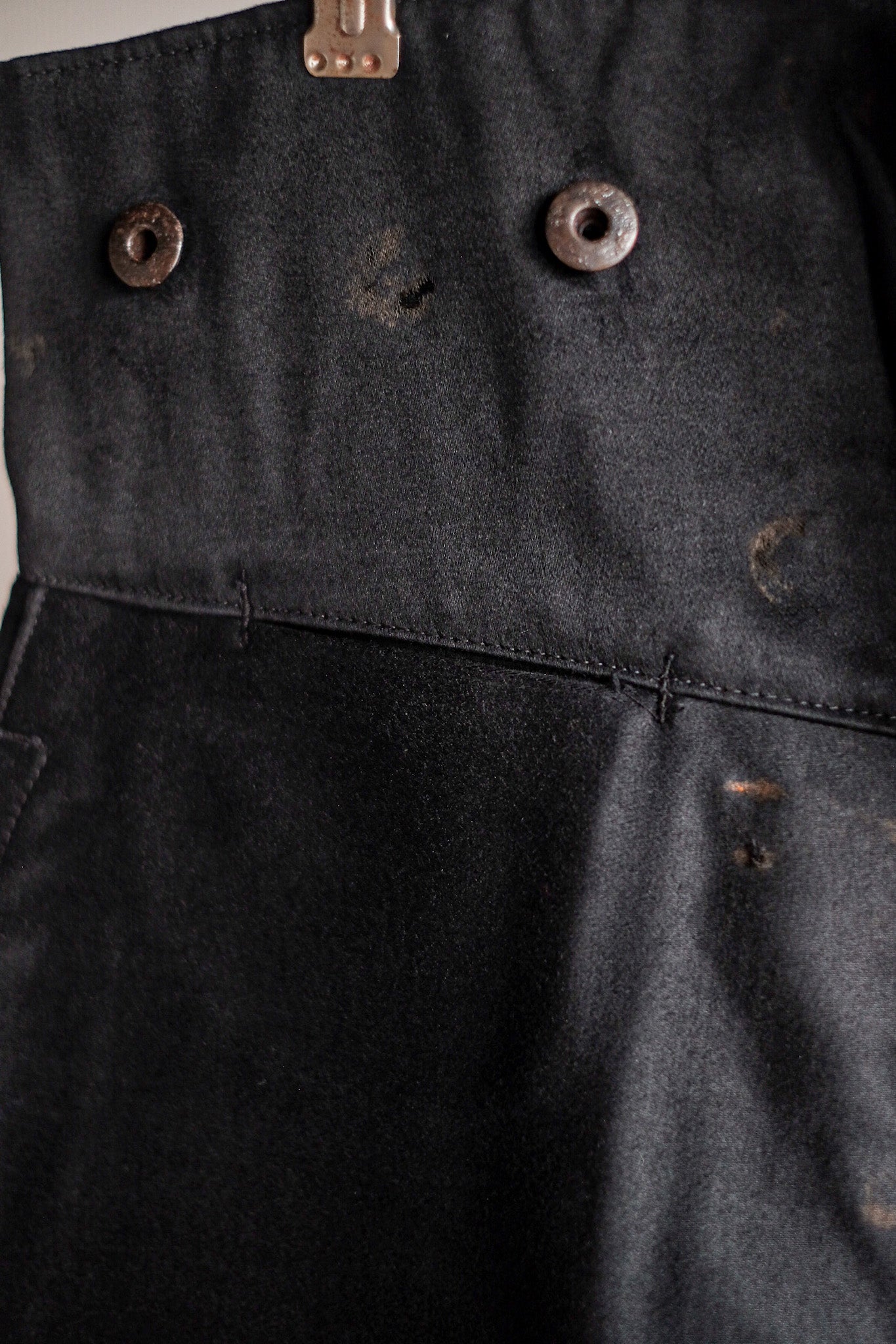 【~30's】French Vintage Black Moleskin Work Pants "Le Mont St. Michel" "Dead Stock"