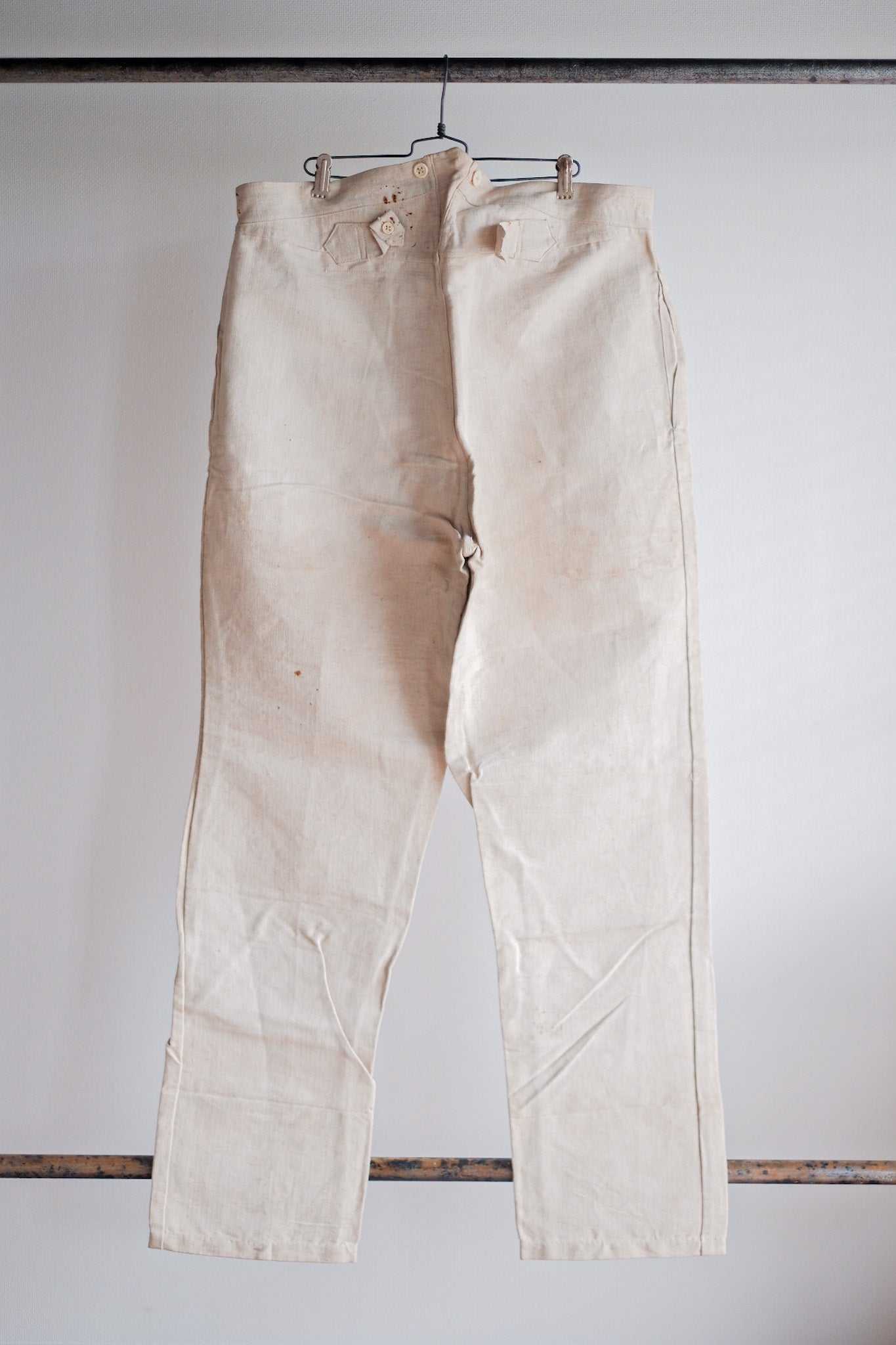 【~30's】French Army Bourgeron HBT Linen Pant "Dead Stock"