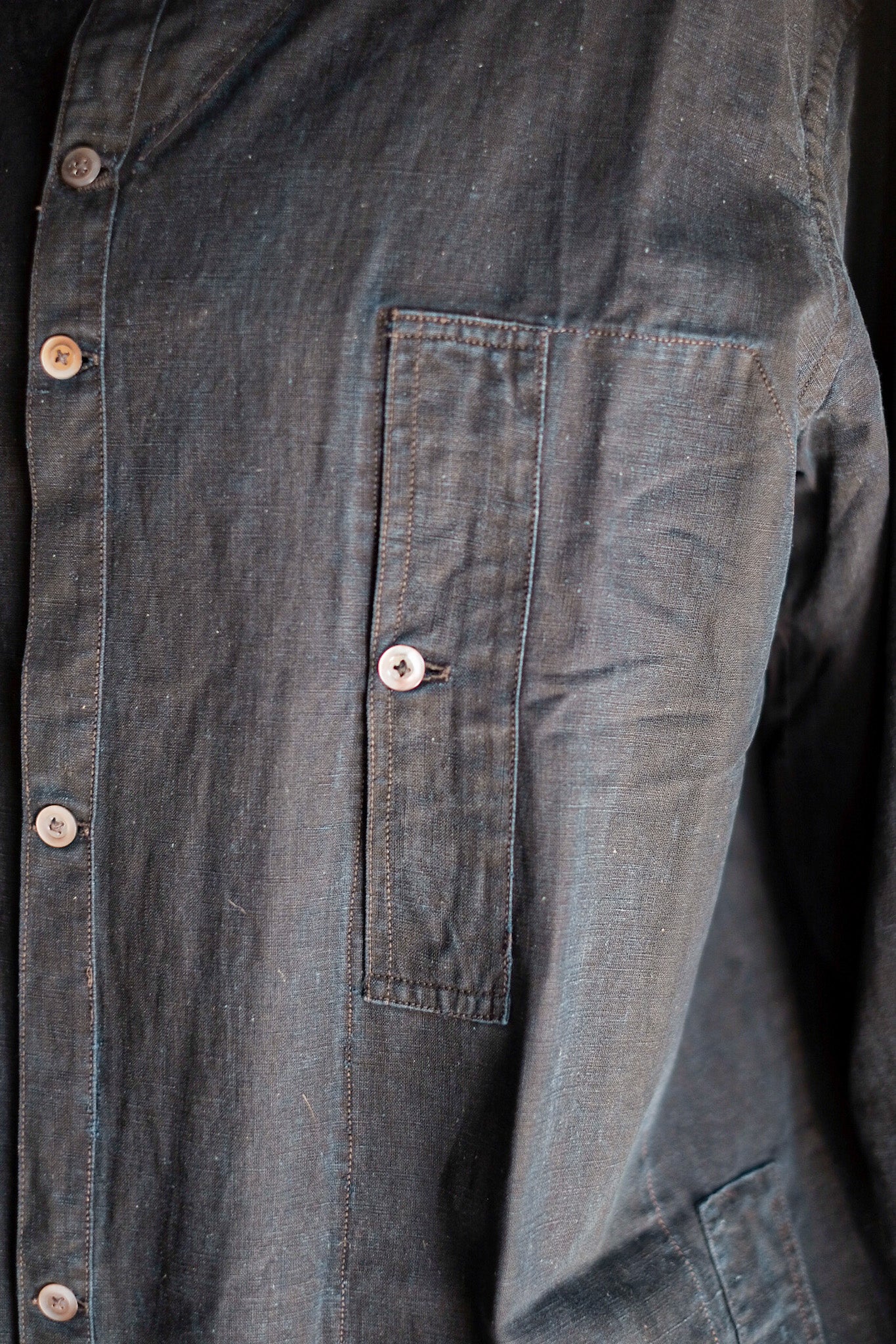 【Early 20th C】French Antique Indigo Metis Smock Open Type "Biaude"