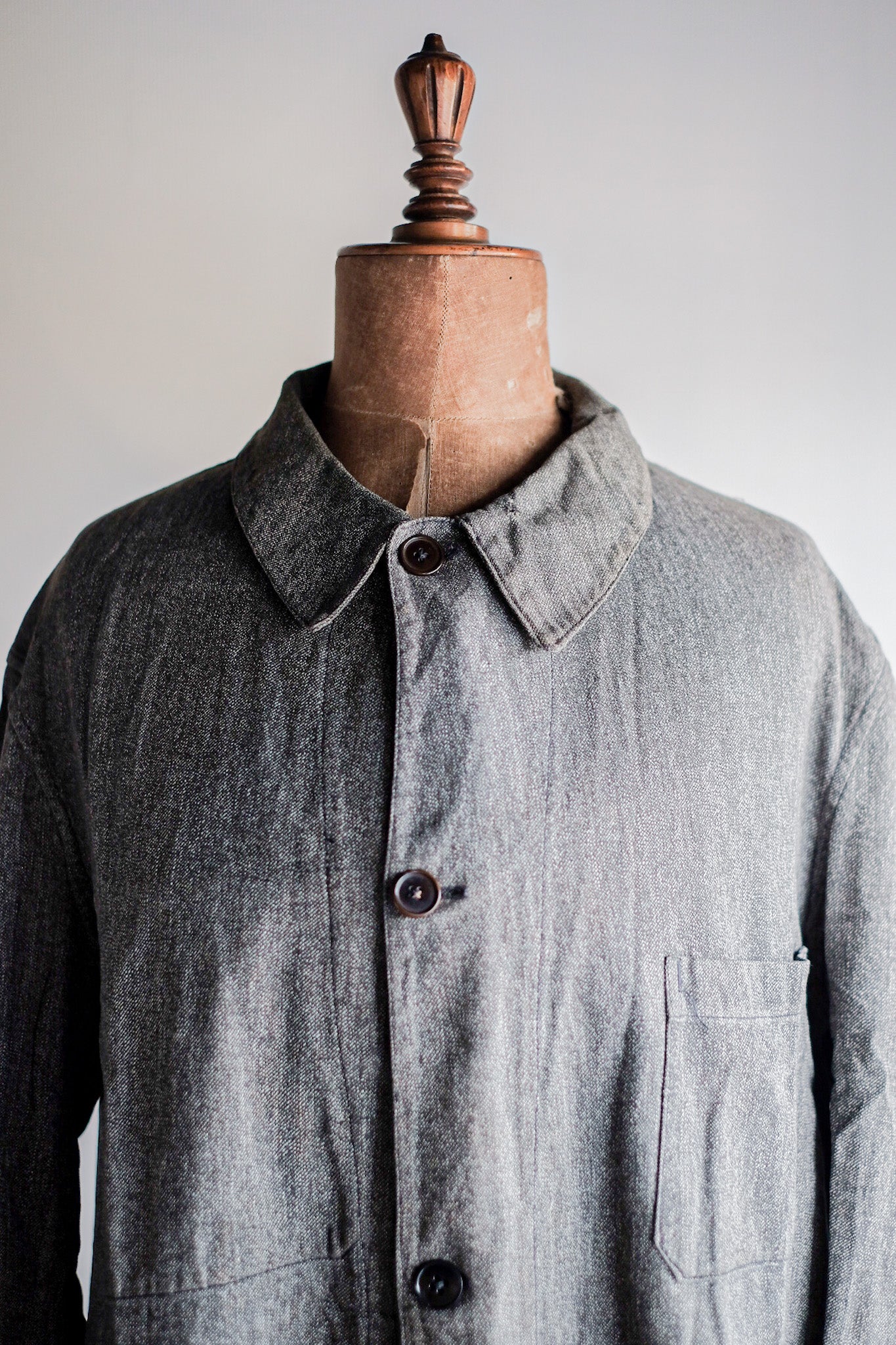 【~40's】French Vintage Black Chambray Atelier Coat