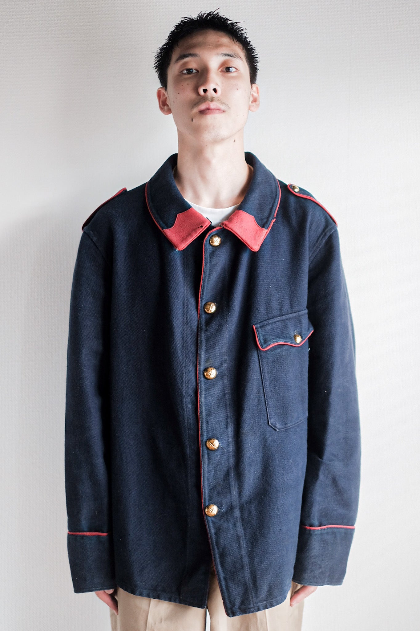 【~30's】French Vintage Indigo Cotton Twill Firefighter Jacket