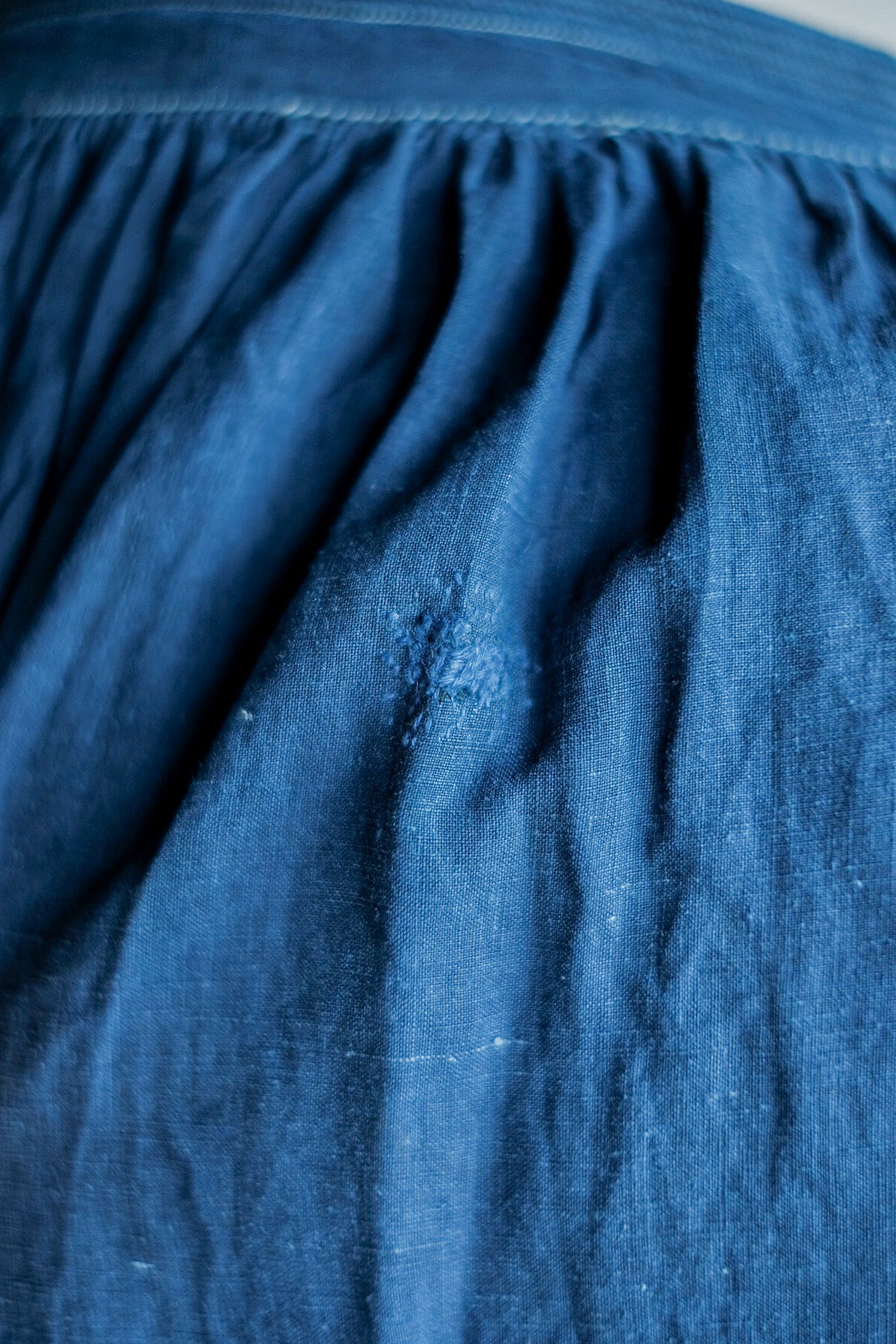 【Early 20th C】French Antique Indigo Linen Smock "Biaude"
