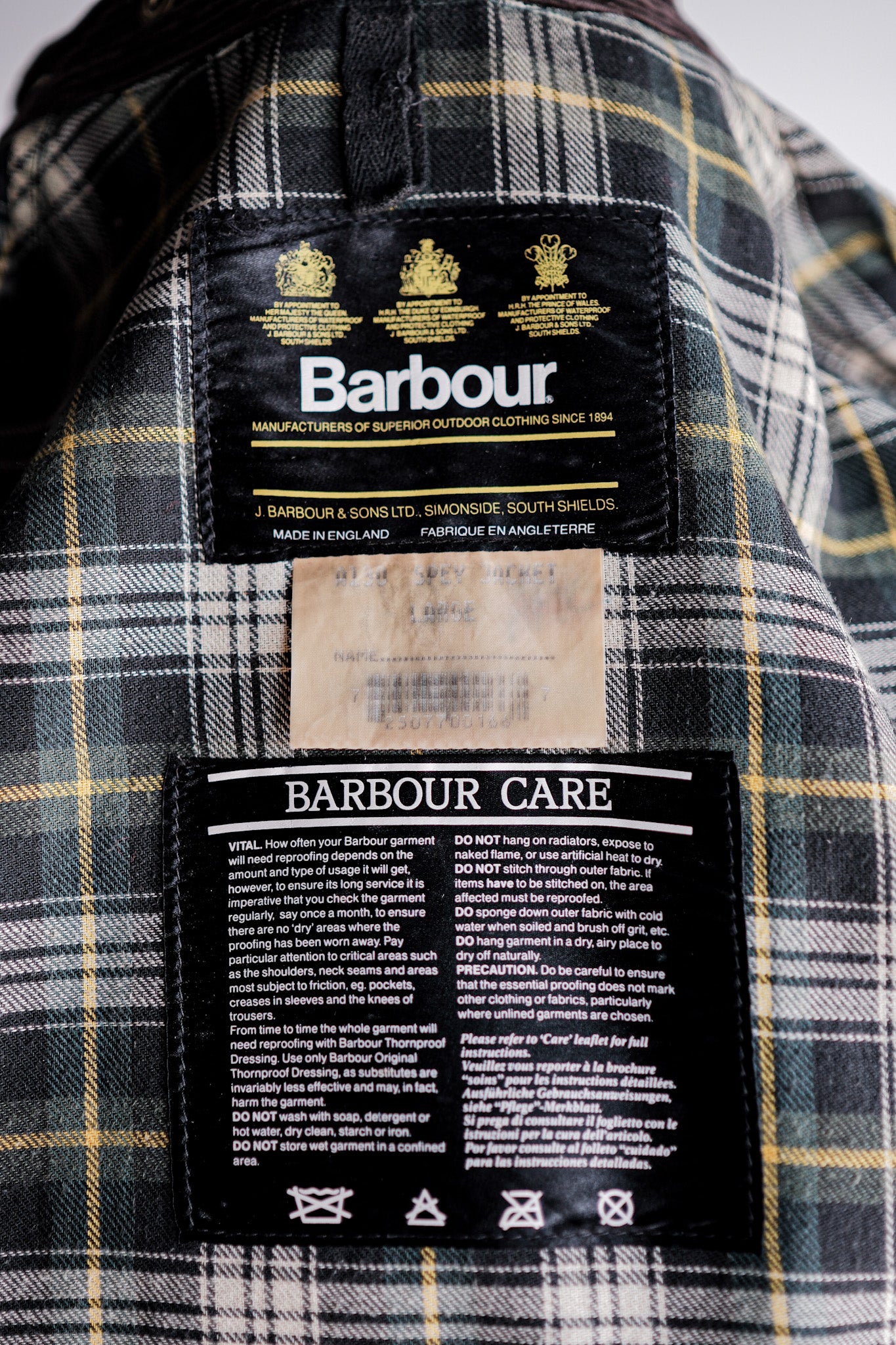 【~90's】Vintage Barbour "SPEY JACKET" 3 Crest Size.LARGE