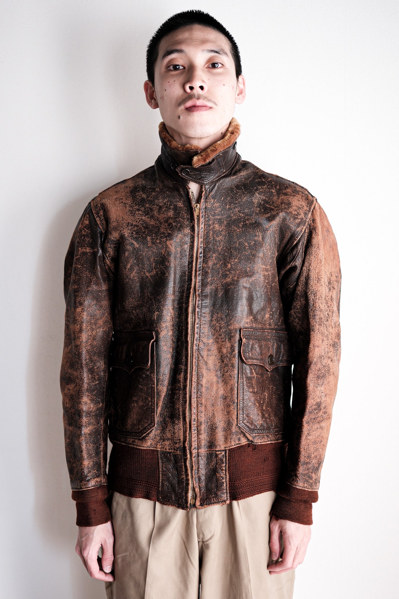 【~40's】U.S.NAVY M-422A Leather Flight Jacket