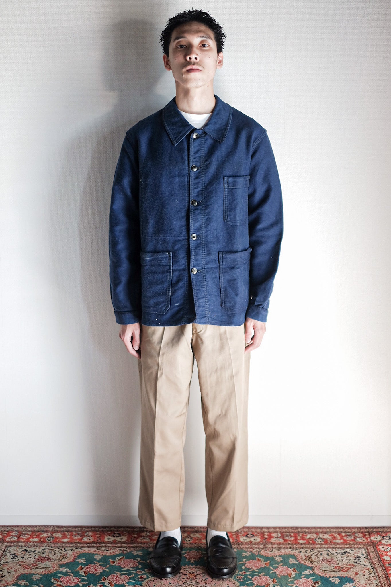 【~50's】French Vintage Blue Moleskin Work Jacket
