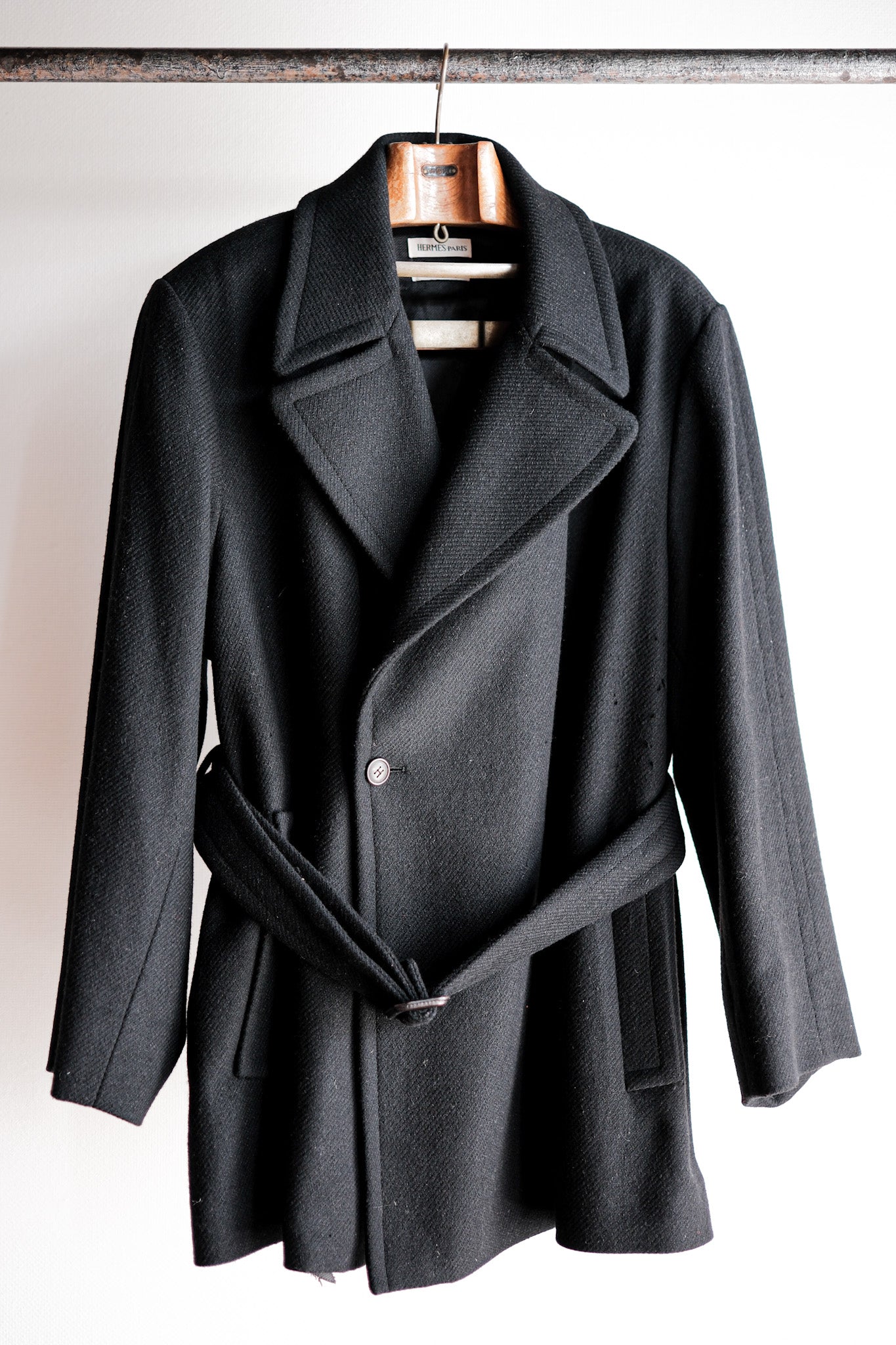 【~00's】Old Hermès Paris Cashmere Mix Wool Belted Coat by Martin Margiela