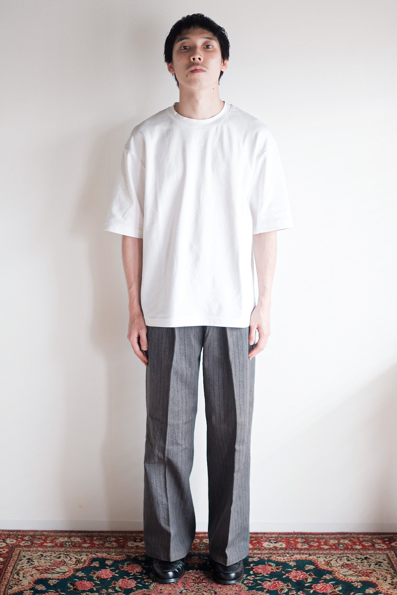 【~40's】French Vintage Salt & Pepper Cotton Striped Work Pants "Dead Stock"