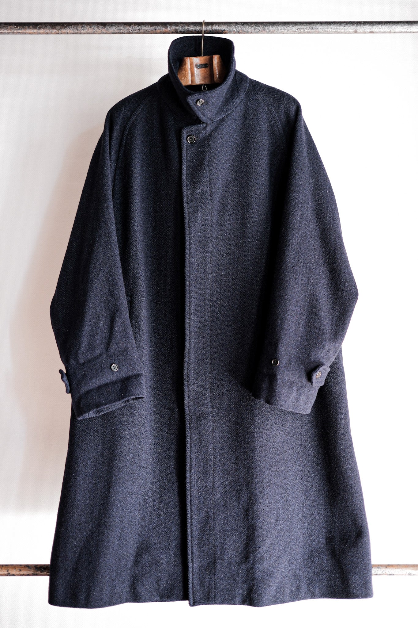 【~80's】Vintage Burberry's Single Raglan Balmacaan Coat Size.54RL "HARRIS TWEED" "Kraft 別注"