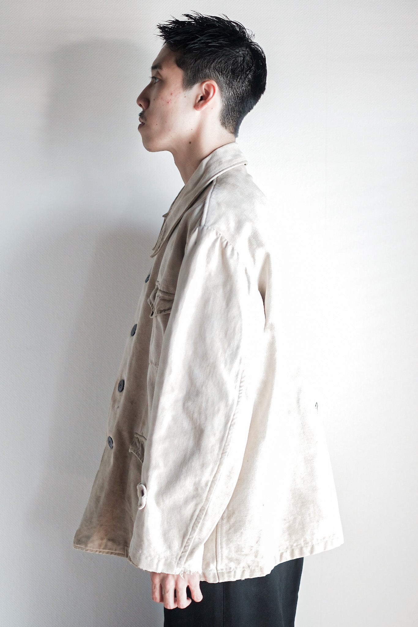 【~50's】French Vintage White Cotton Canvas Work Jacket