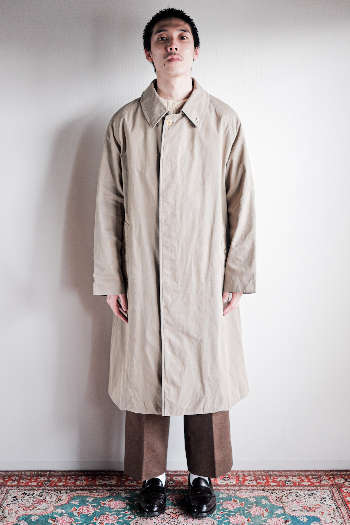 【~80's】Vintage Burberry's Single Raglan Balmacaan Coat C100 Size.48REG