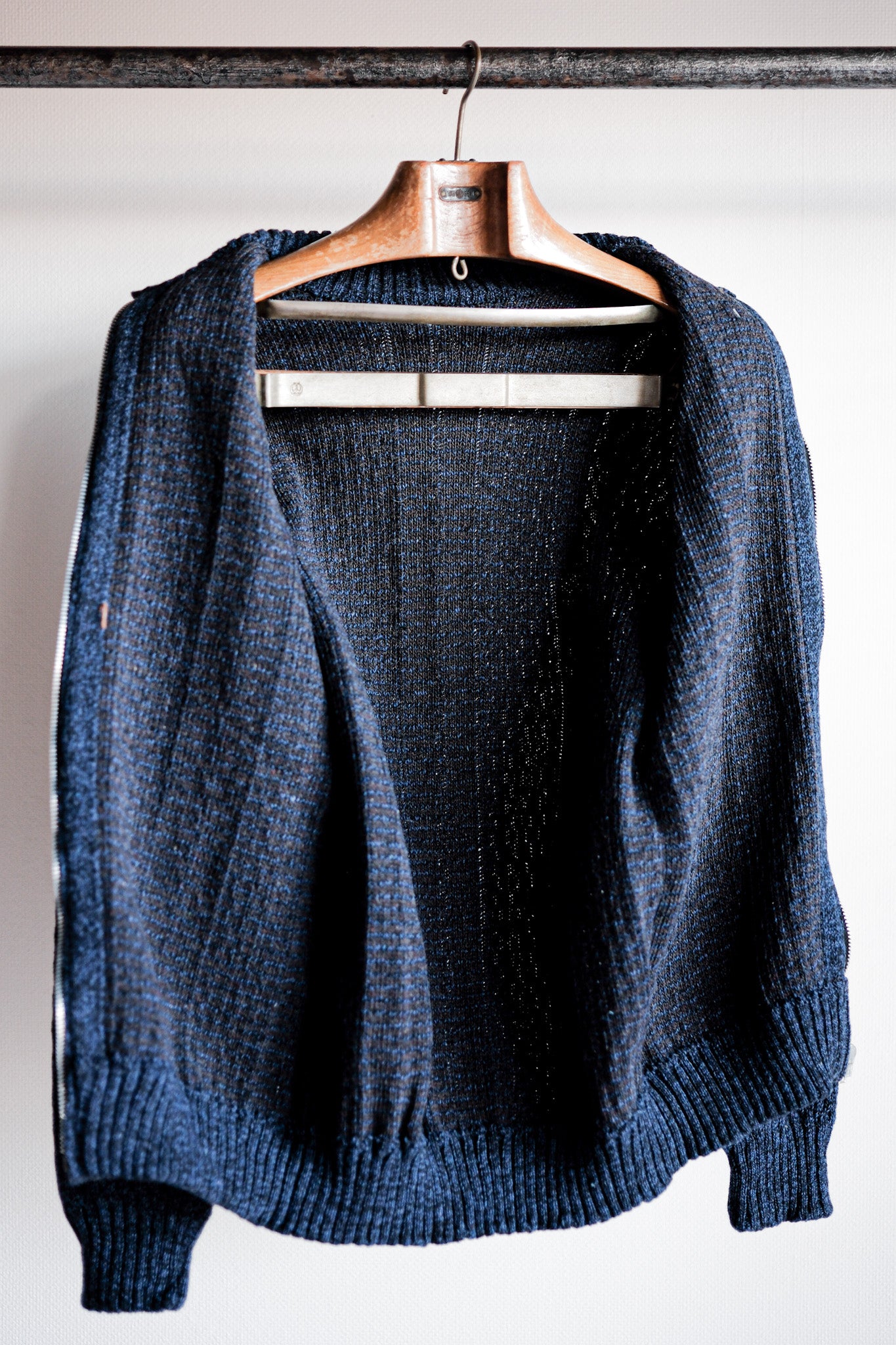 【~60's】French Vintage Full Zip Wool Cardigan "Dead Stock"