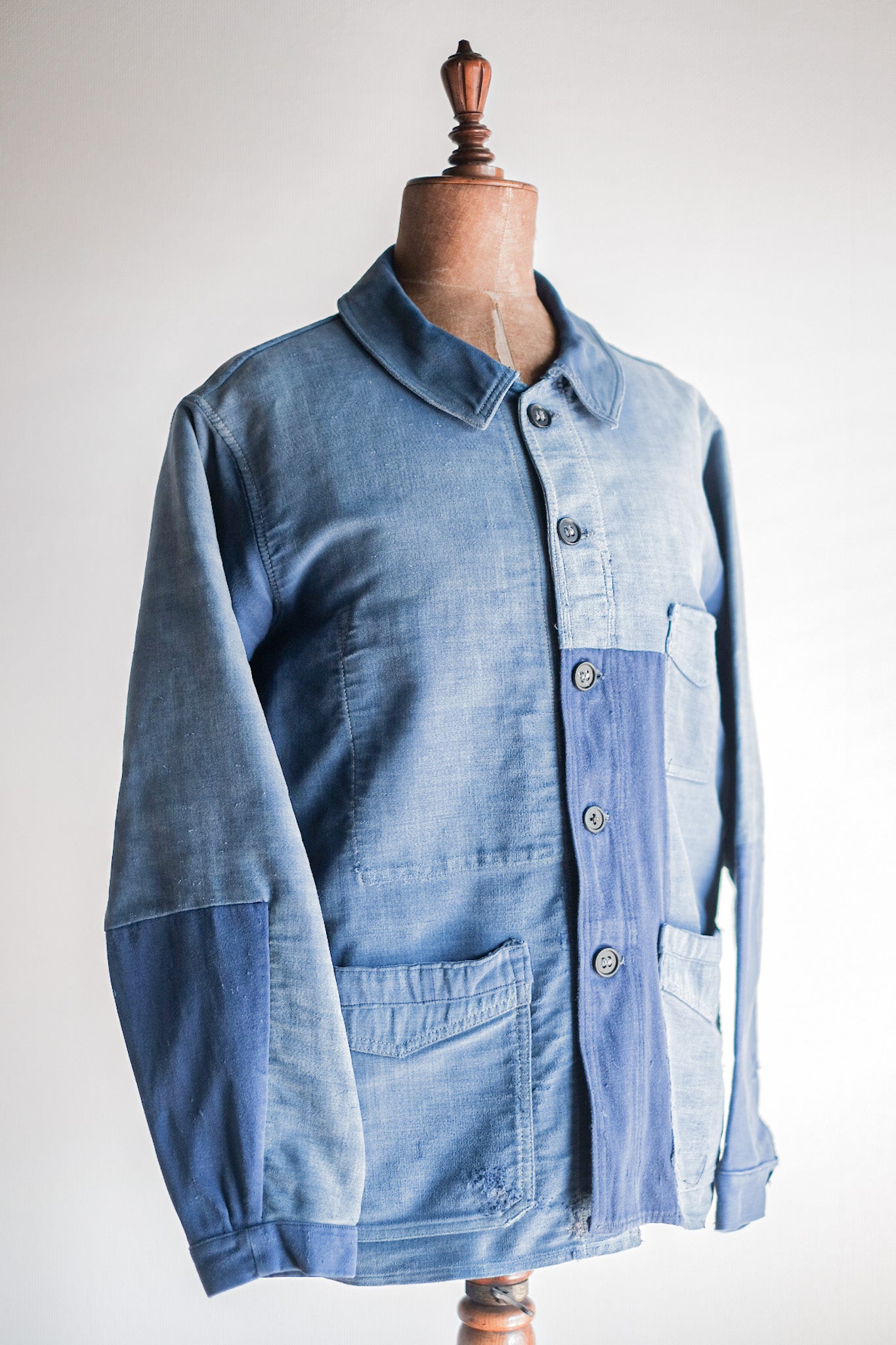 【~40's】French Vintage Blue Moleskin Work Jacket "Le Mont St. Michel"
