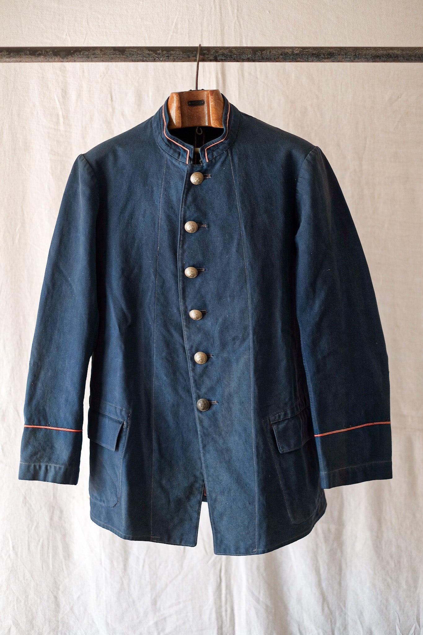 【~30's】French Vintage Indigo Cotton Twill Fireman Jacket