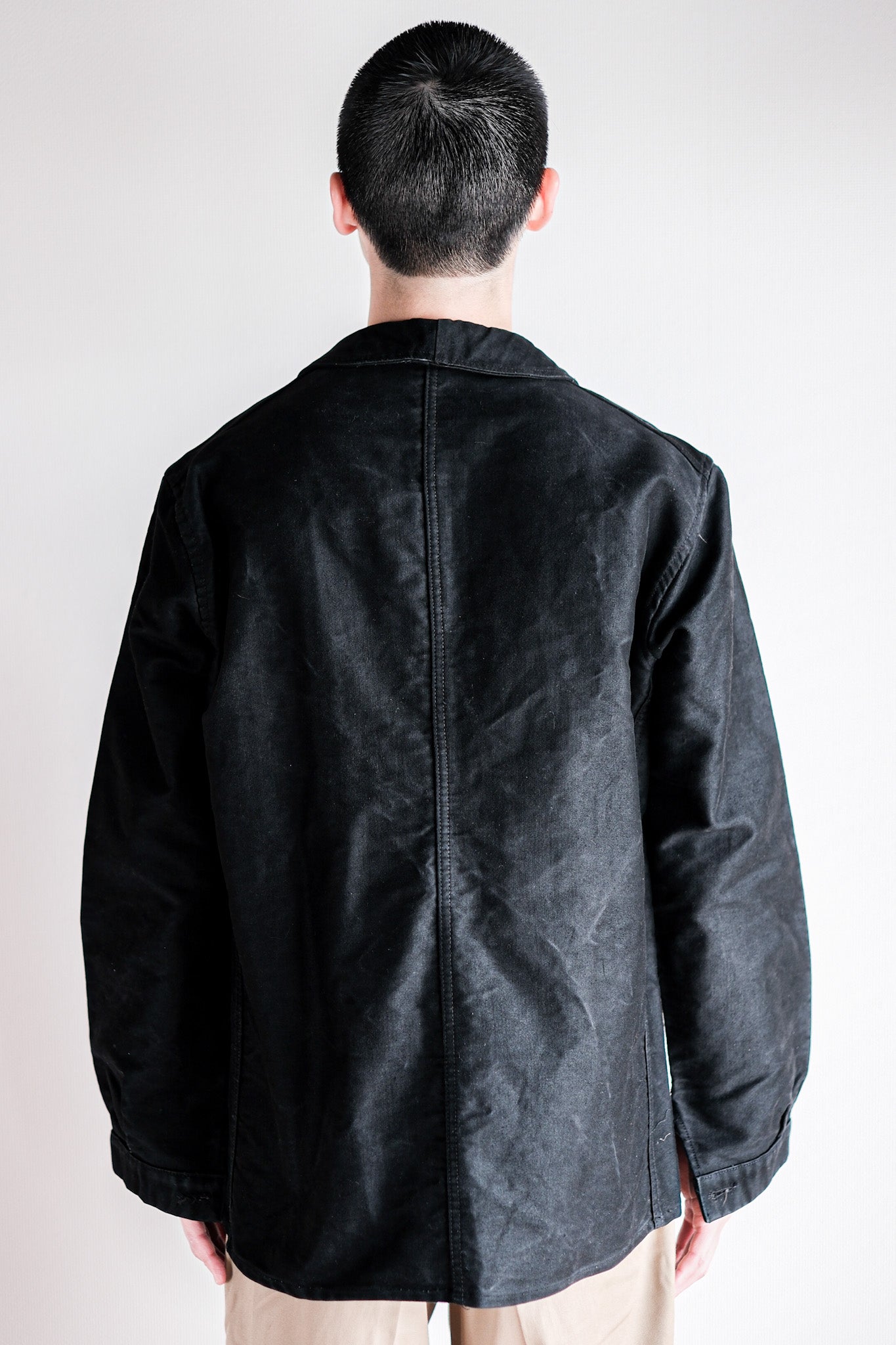 【~50's】French Vintage Black Moleskin Work Jacket