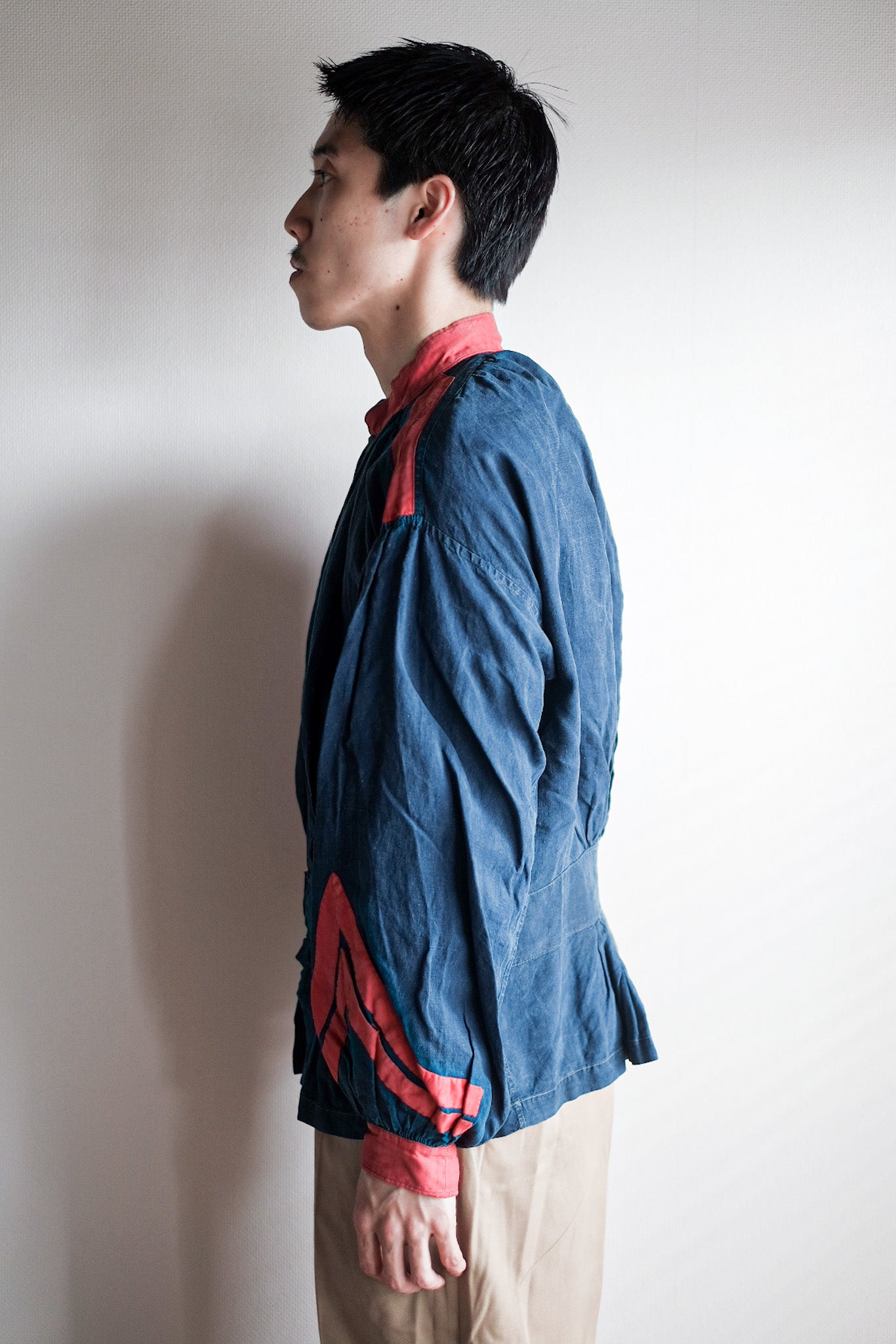 【Late 19th C】French Antique Indigo Linen Fireman Bourgeron Jacket