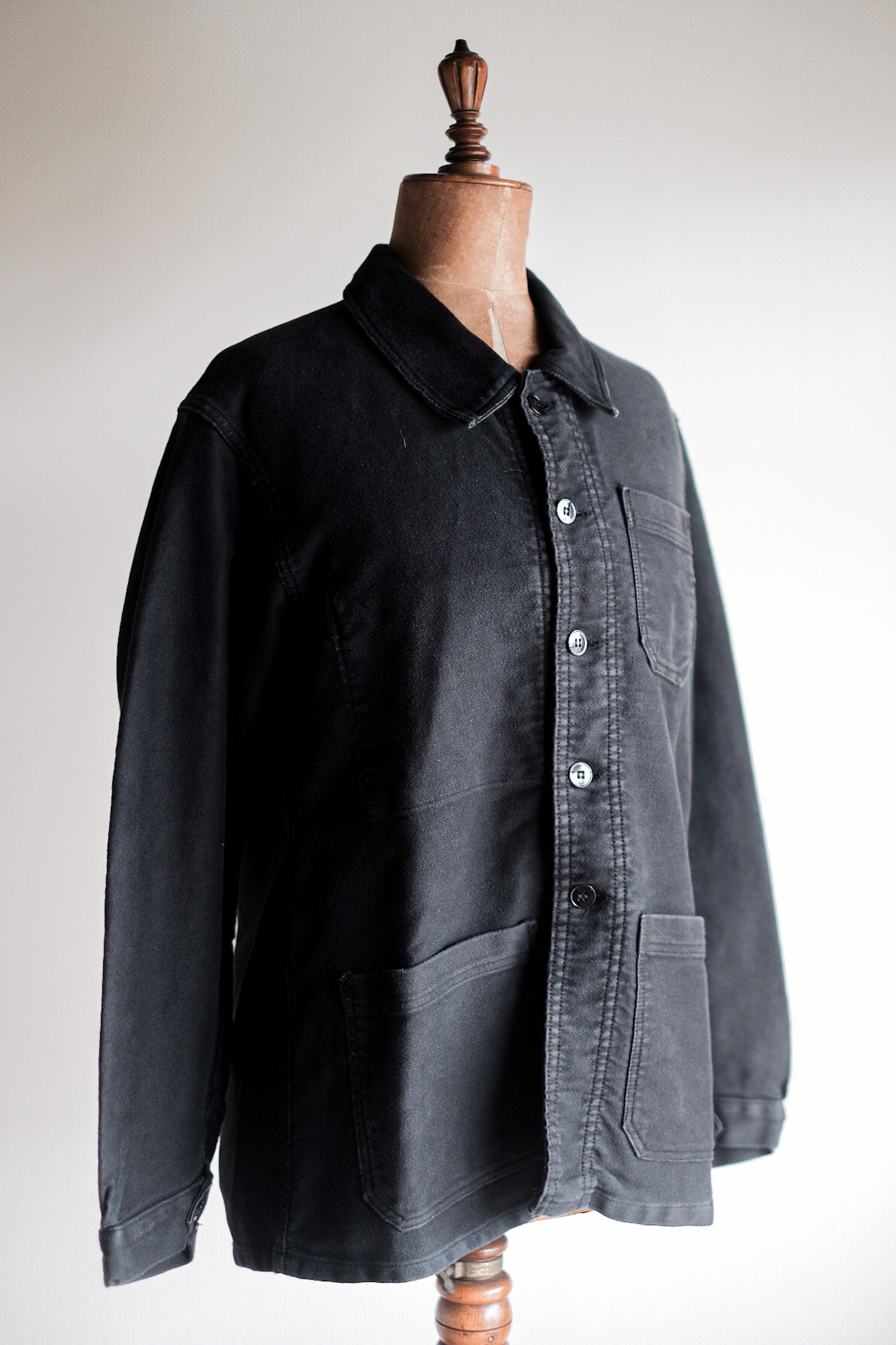 【~50's】French Vintage Black Moleskin Work Jacket